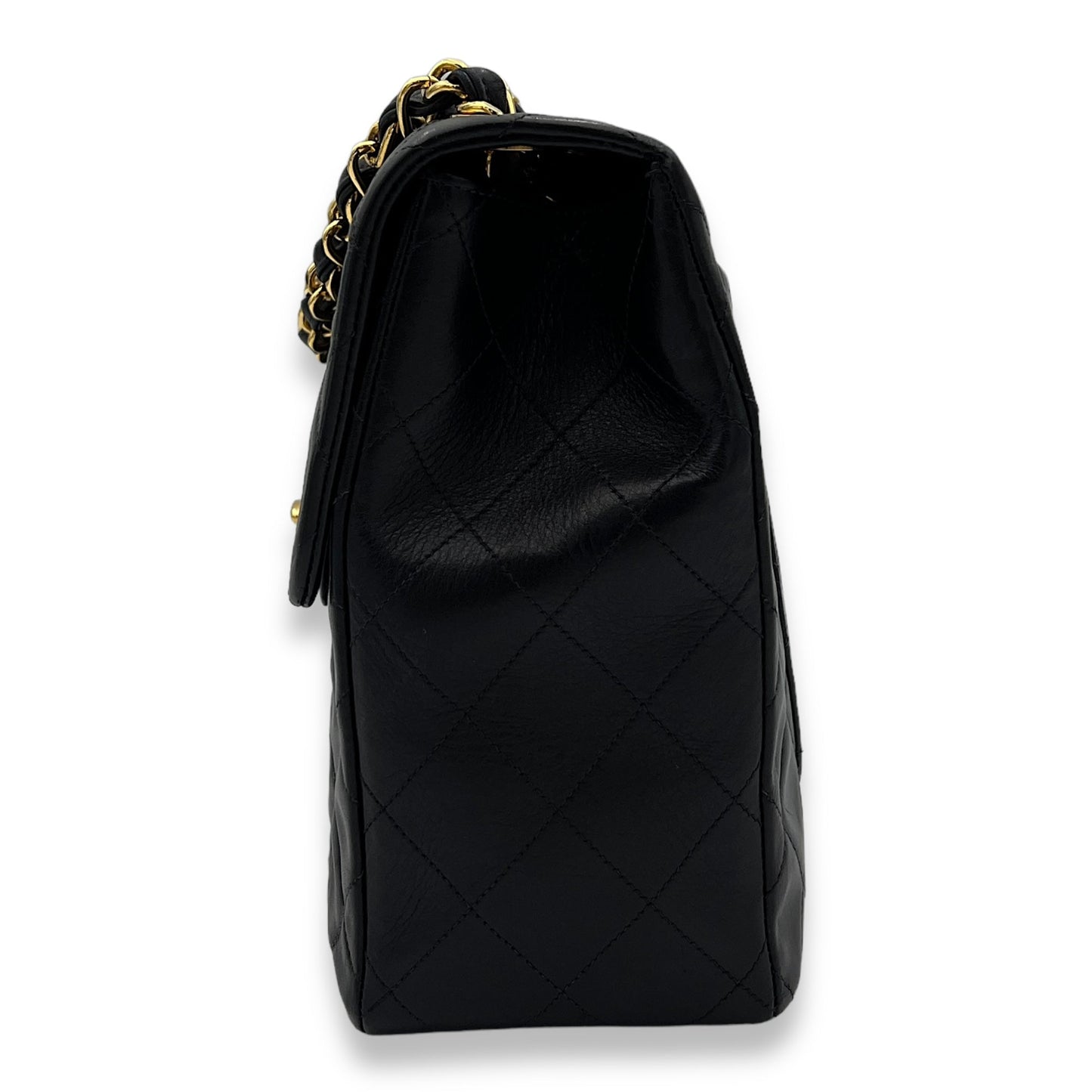 Deka Shoulder Bag Black in Lambskin, Gold hardware