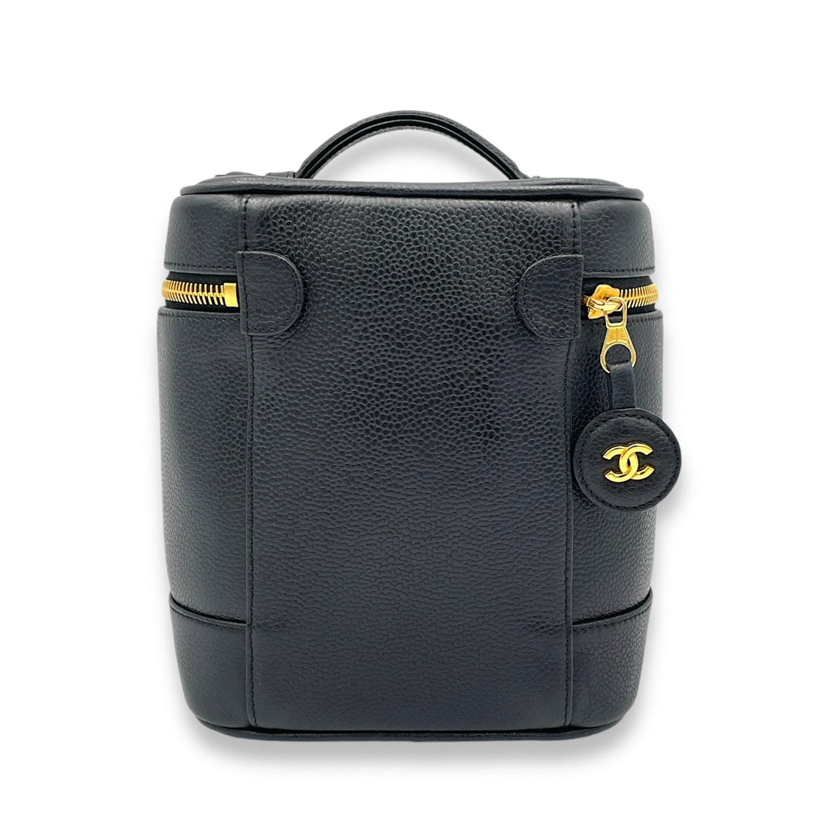 Vintage Black Vanity Bag in Caviar Leather, Gold hardware