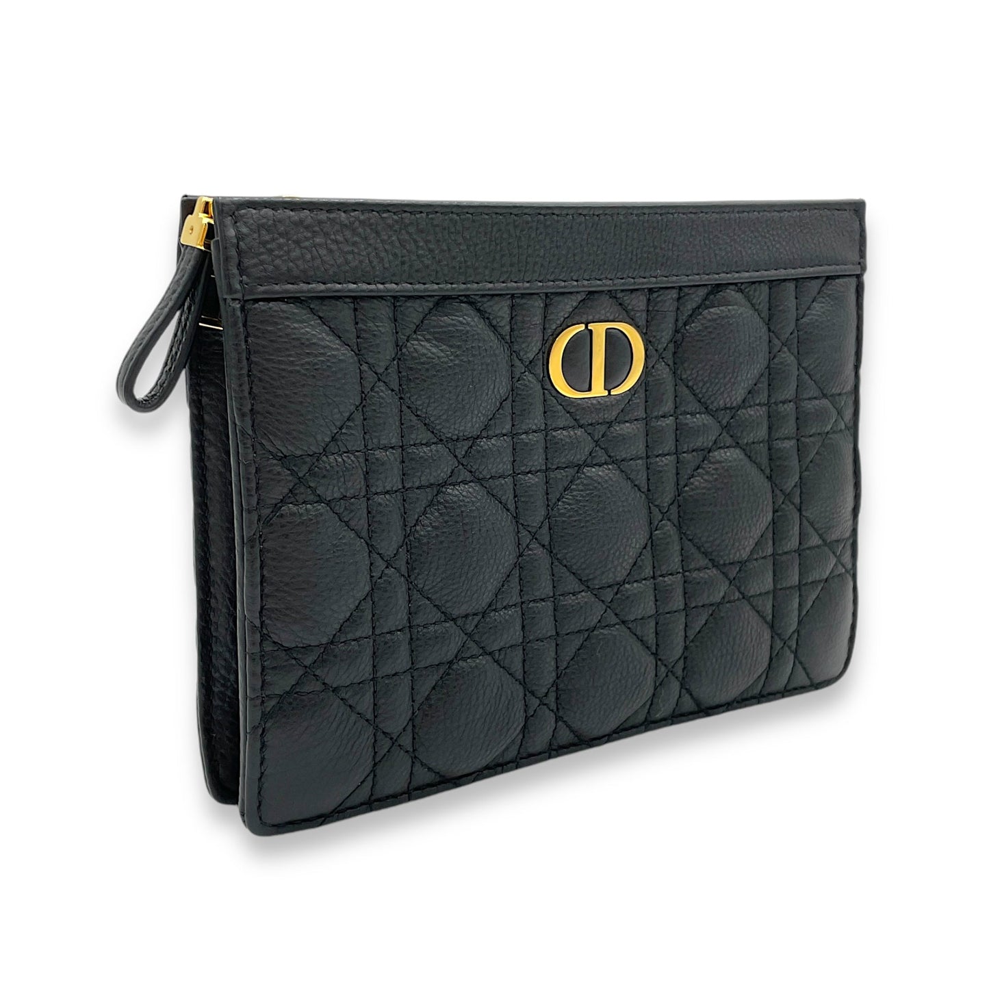 Caro Wallet On Chain Black in Calfskin, Gold hardware