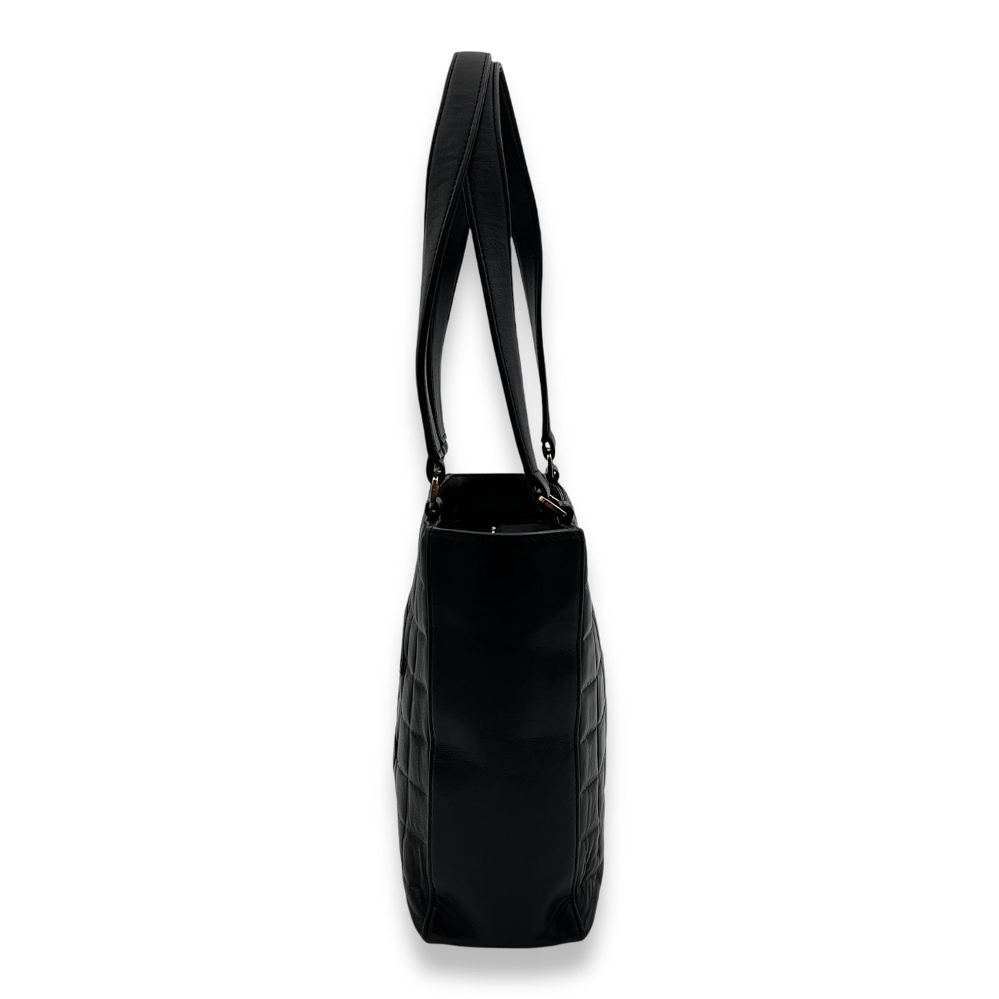 chocolate Black Tote Bag in Calfskin, Gold hardware