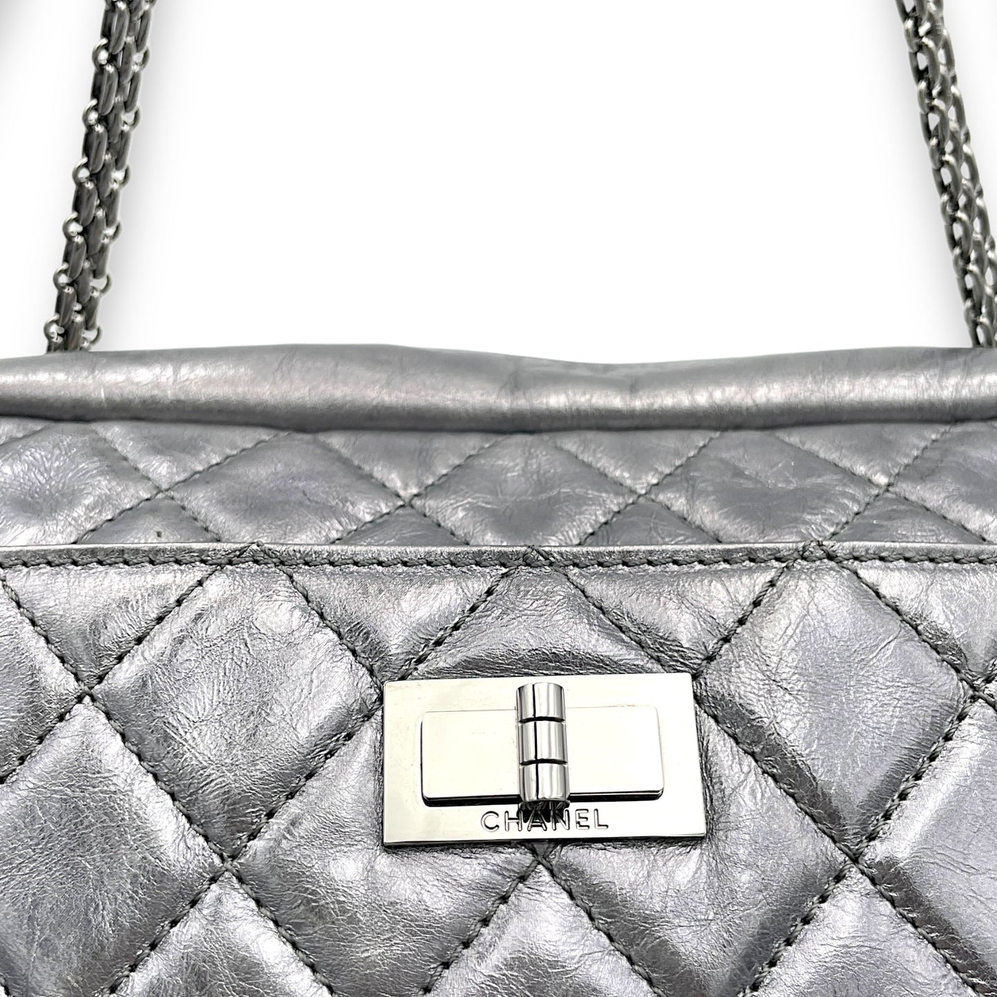 2.55 Crossbody Bag Silver in Calfskin, Silver hardware