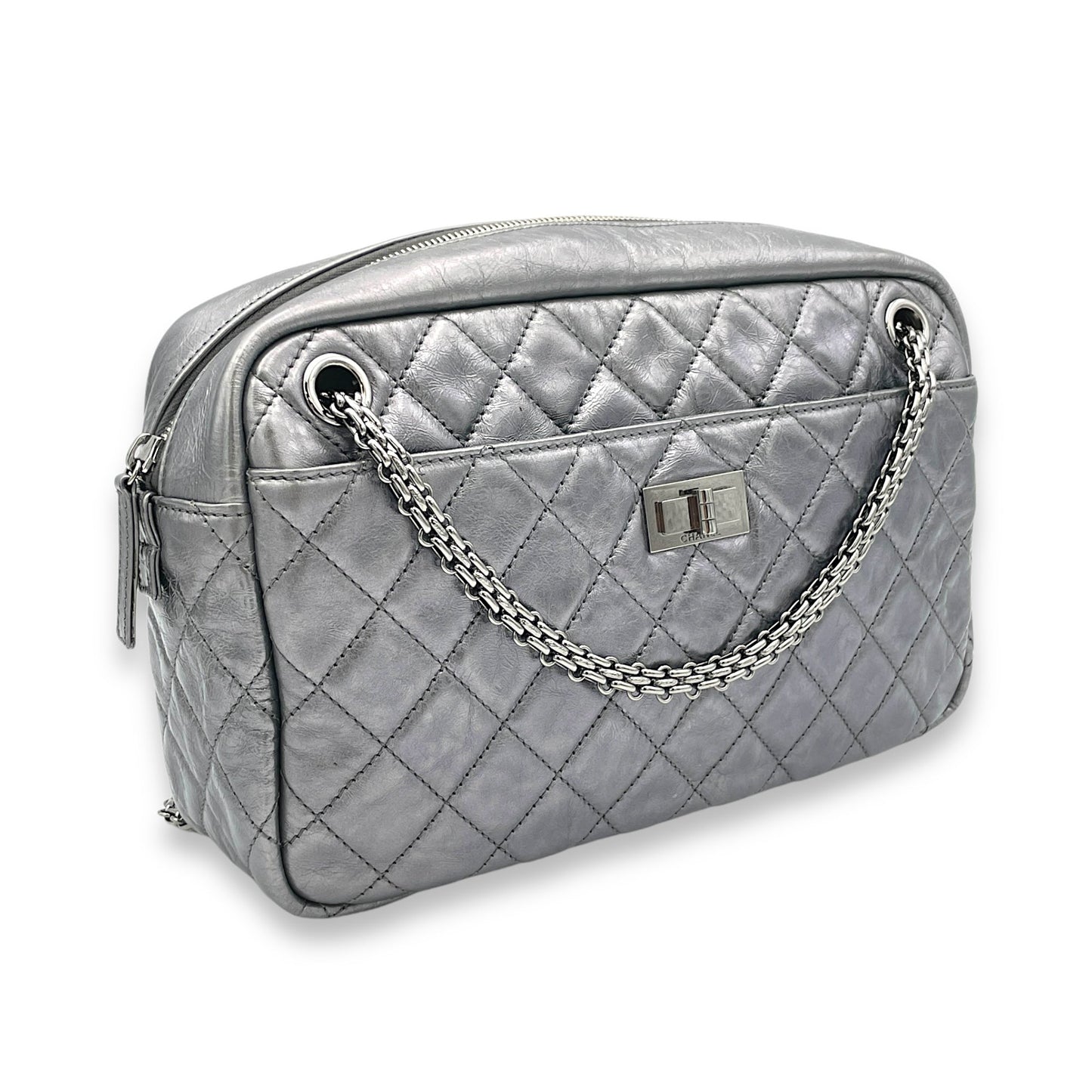 2.55 Crossbody Bag Silver in Calfskin, Silver hardware