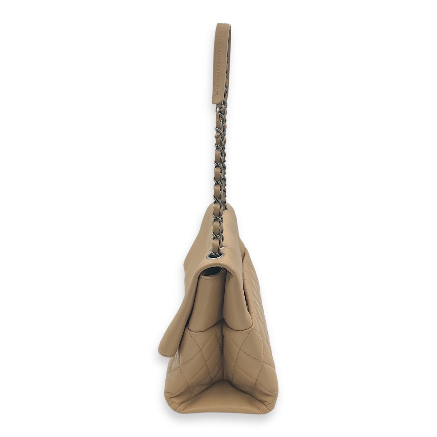 Fold Shoulder Bag Brown in Lambskin, Ruthenium hardware