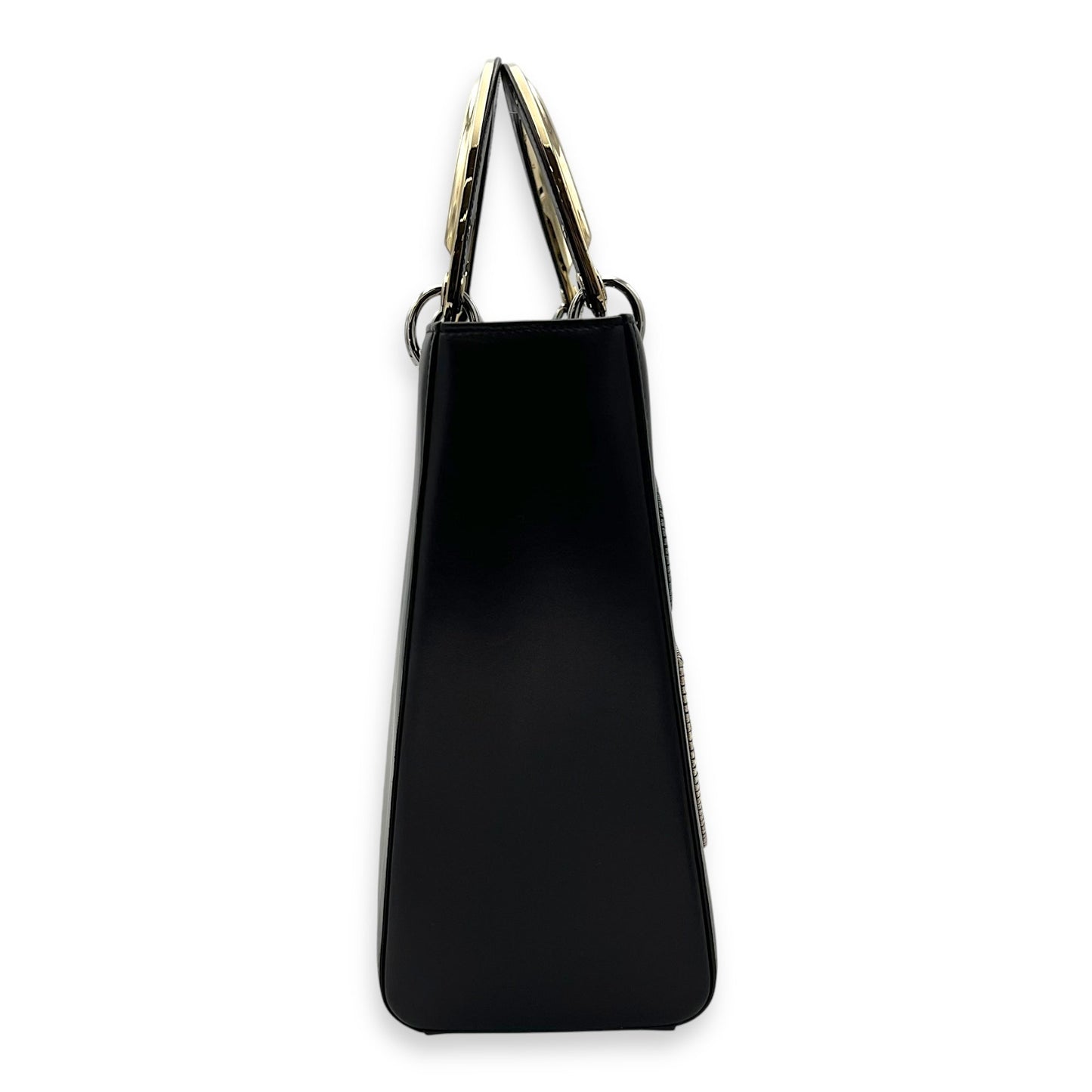 Lady Dior Large Lucky Badges Top Handle Bag in Calfskin, Silver hardware