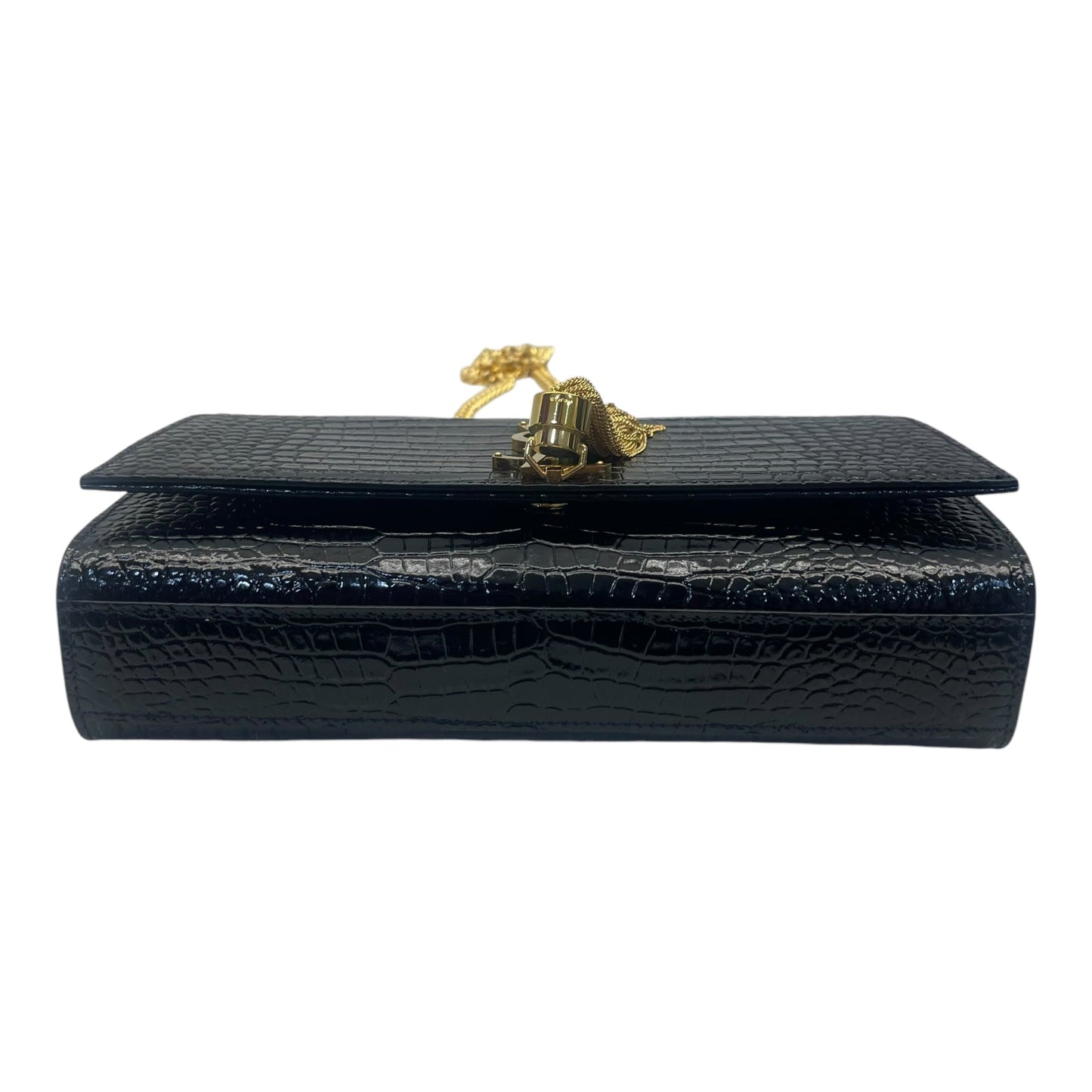 Yves Saint Laurent Kate Medium in Black Croc Embossed Leather