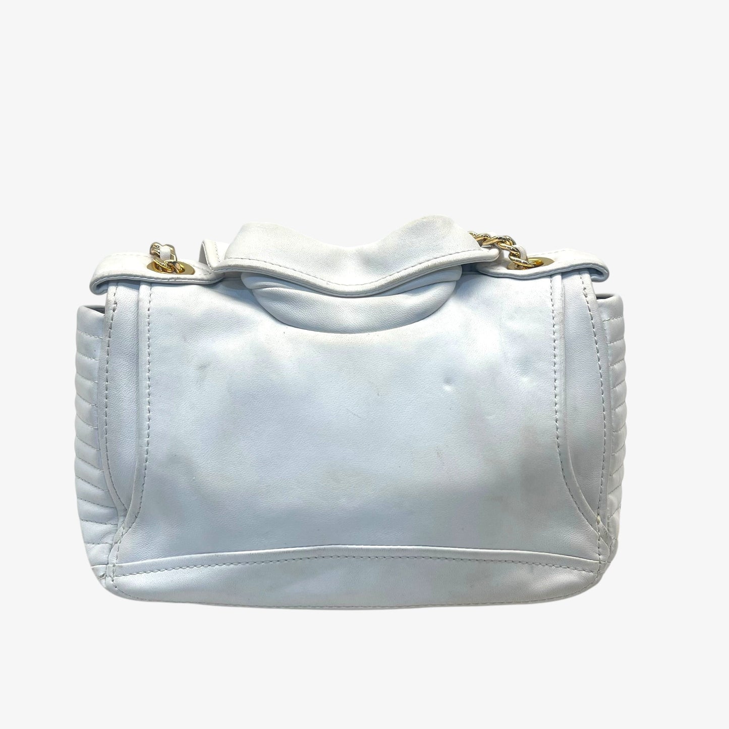 Moschino White Leather Capsule Biker Jacket Shoulder Bag