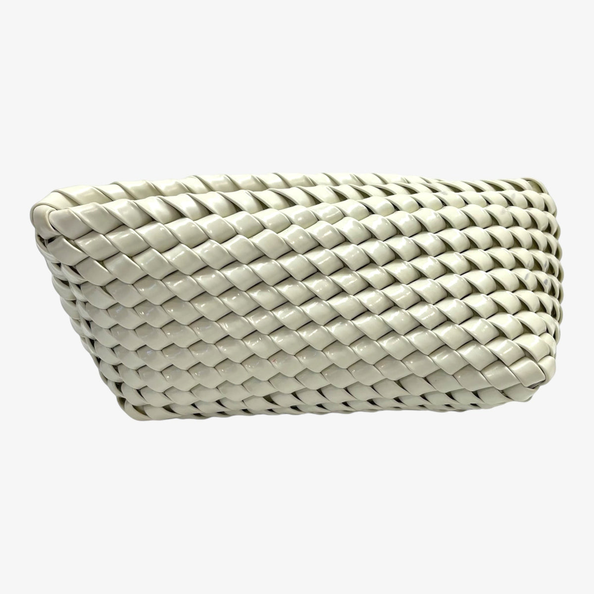 Bottega Veneta White Intrecciato Leather Structure Clutch