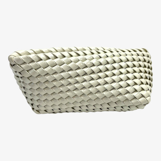 Bottega Veneta White Intrecciato Leather Structure Clutch