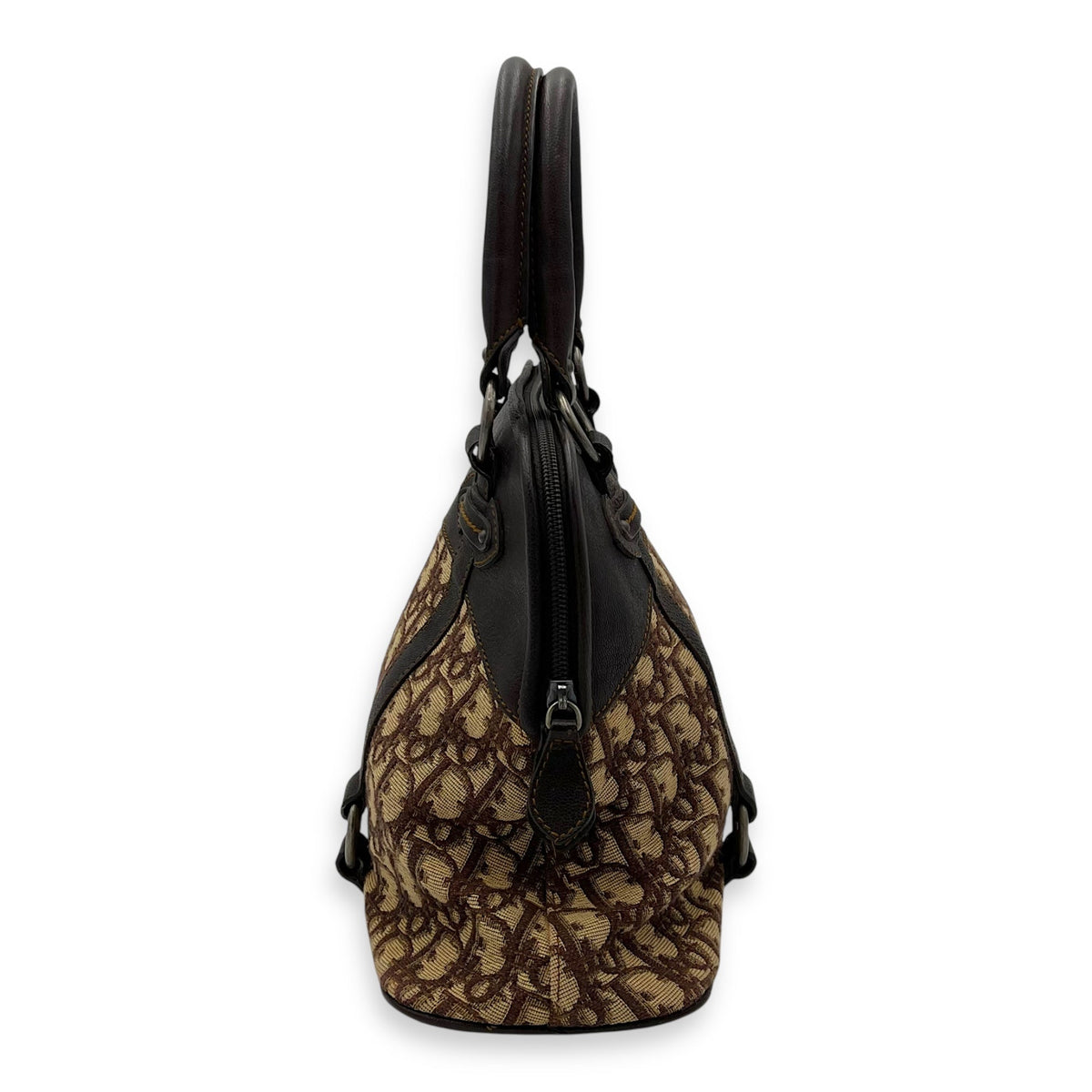 Trotteur Top Handle Bag Brown in Canvas, Ruthenium hardware