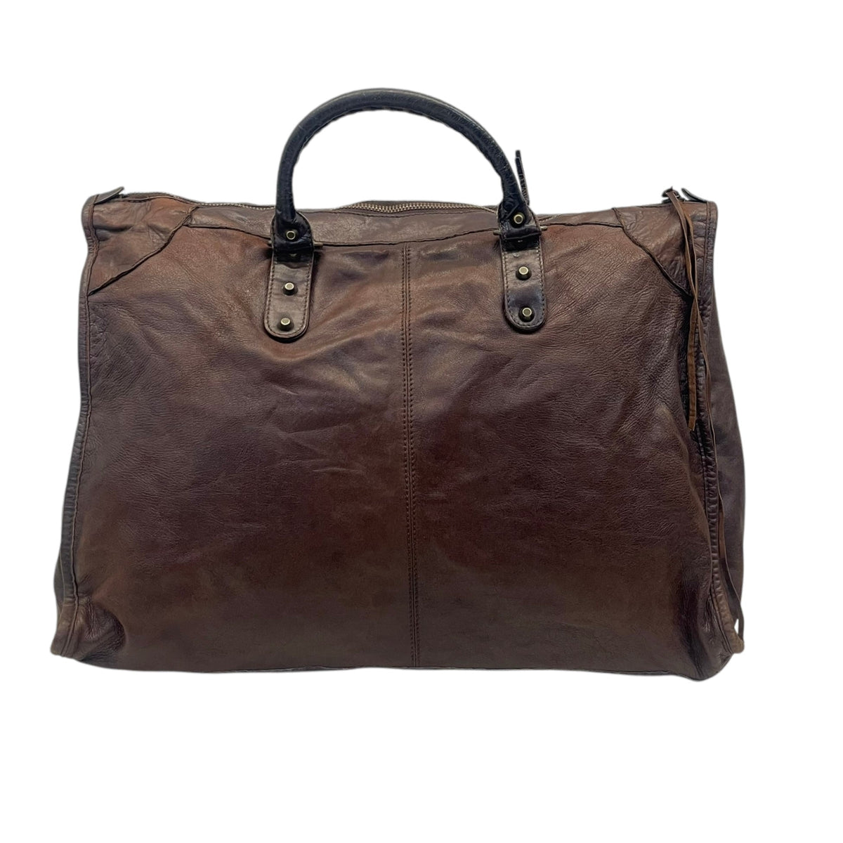 Balenciaga Brown Leather Brogues Voyage Weekender Bag