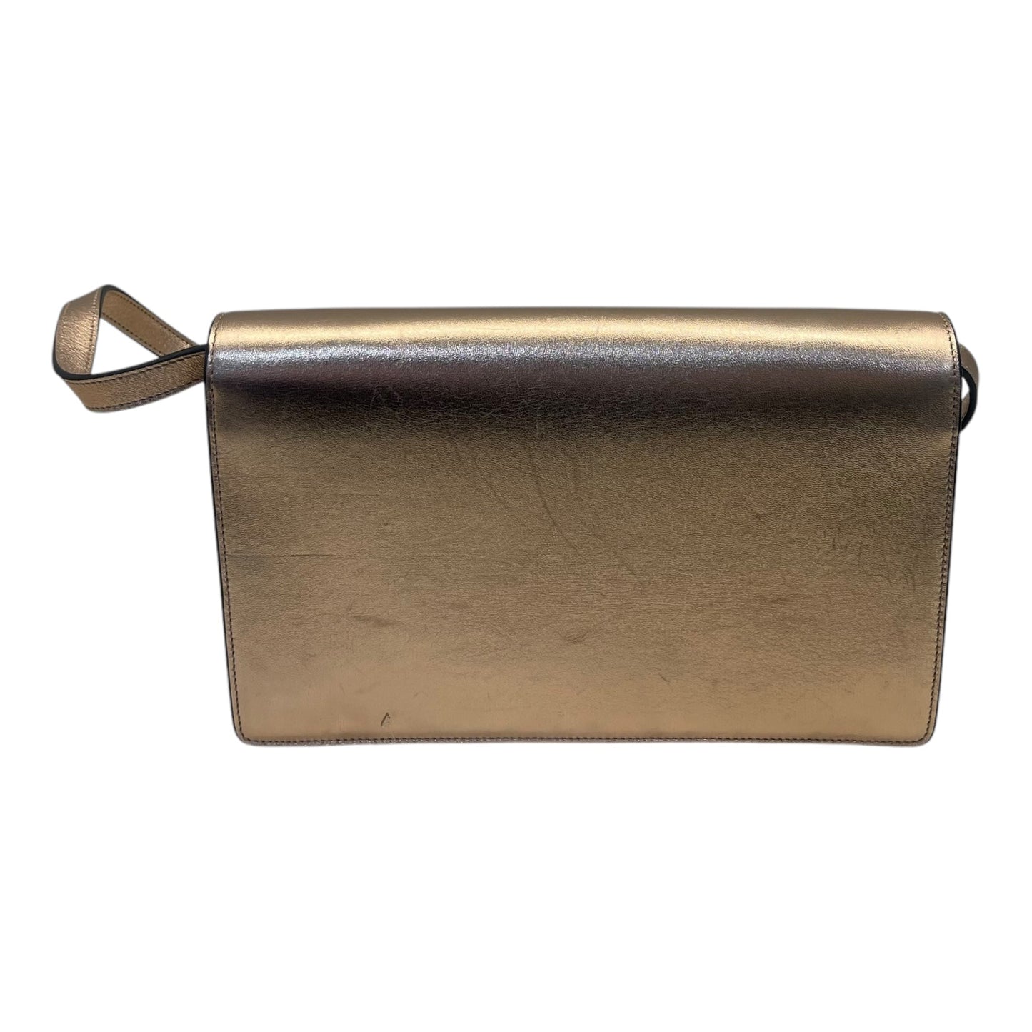 Gucci Rose Gold Leather Crystals Broadway Clutch Bag