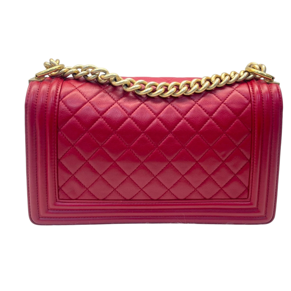 CHANEL Red Medium Lambskin Boy Flap Bag