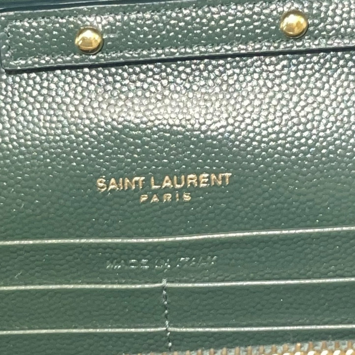 Yves Saint Laurent Dark Green Chevron Quilted Leather Envelope Flap Bag