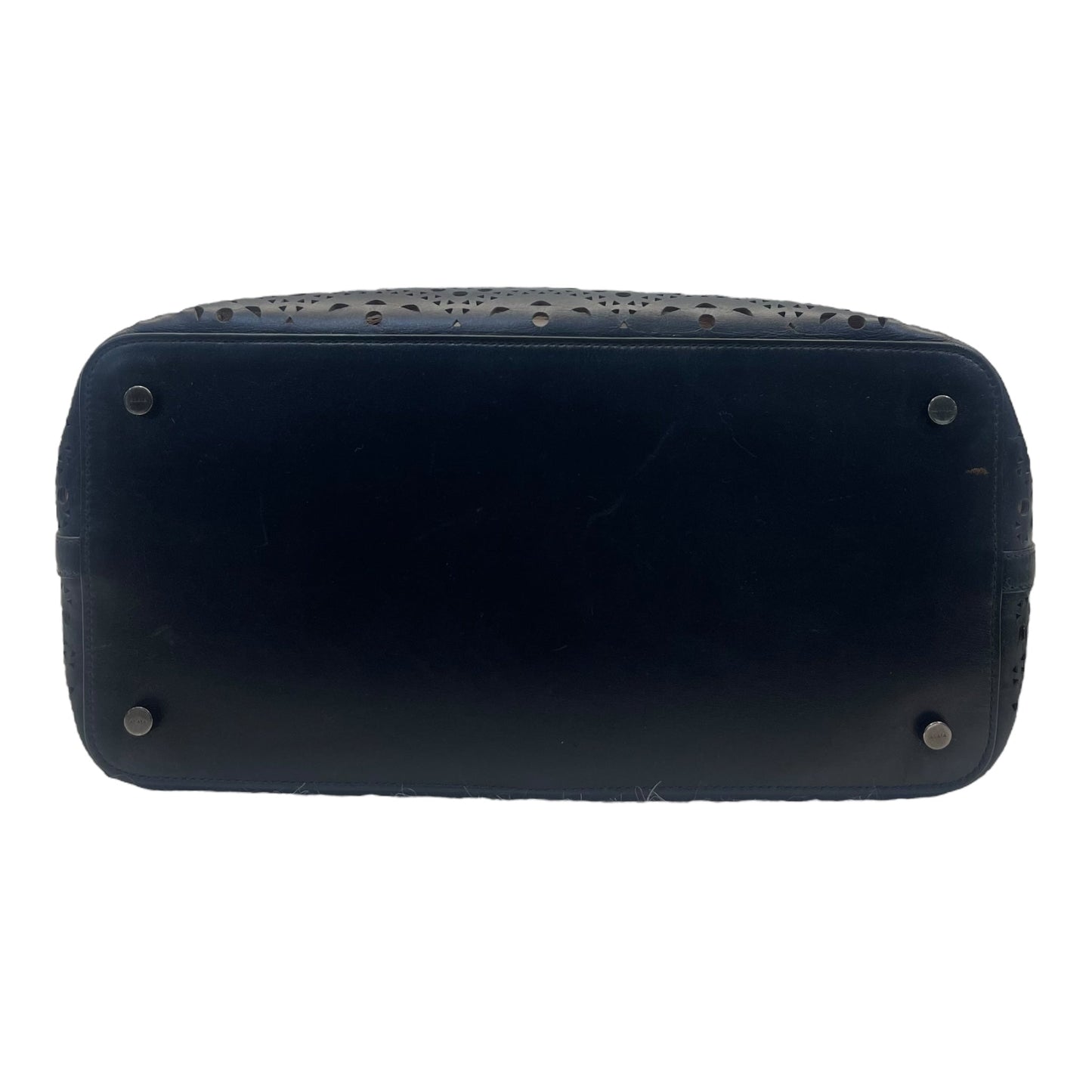 Alaia Black Leather Laser Cut Mina Tote Bag