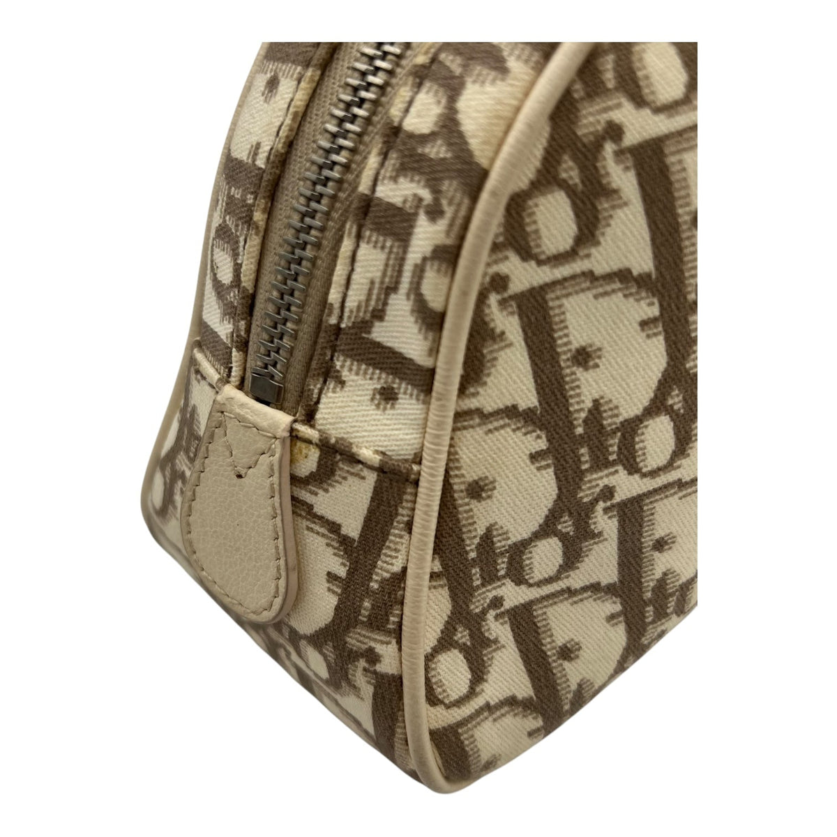 Trotteur Top Handle Bag Beige in Coated Canvas, Silver hardware