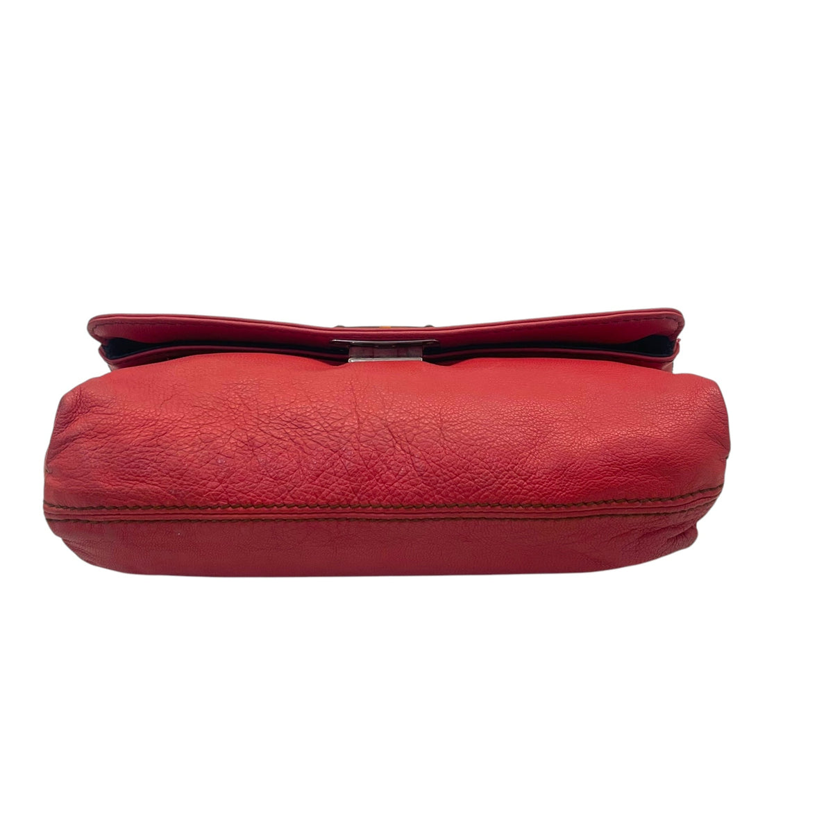 Lanvin Red Leather Turnlock Fold Over Clutch