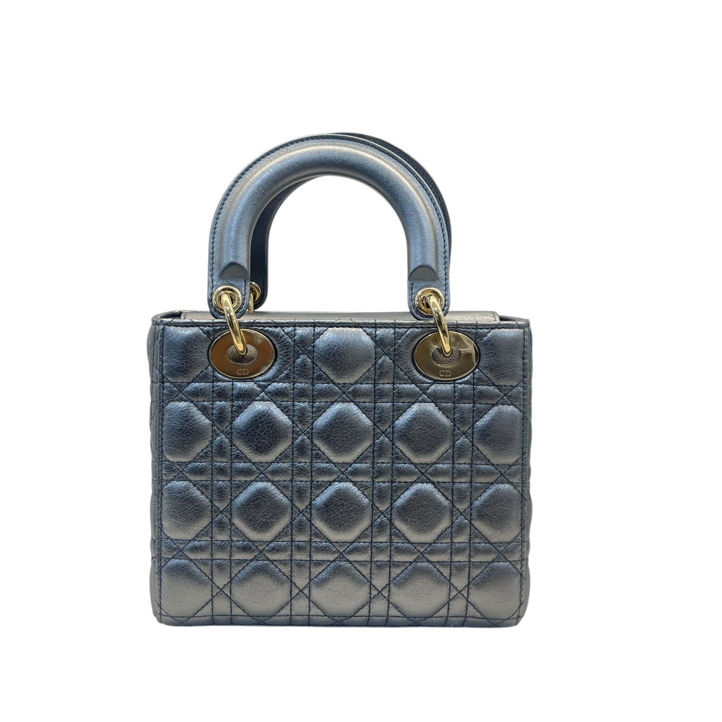 Christian Dior Mini Lady Dior  Metallic Grey Cannage Bag
