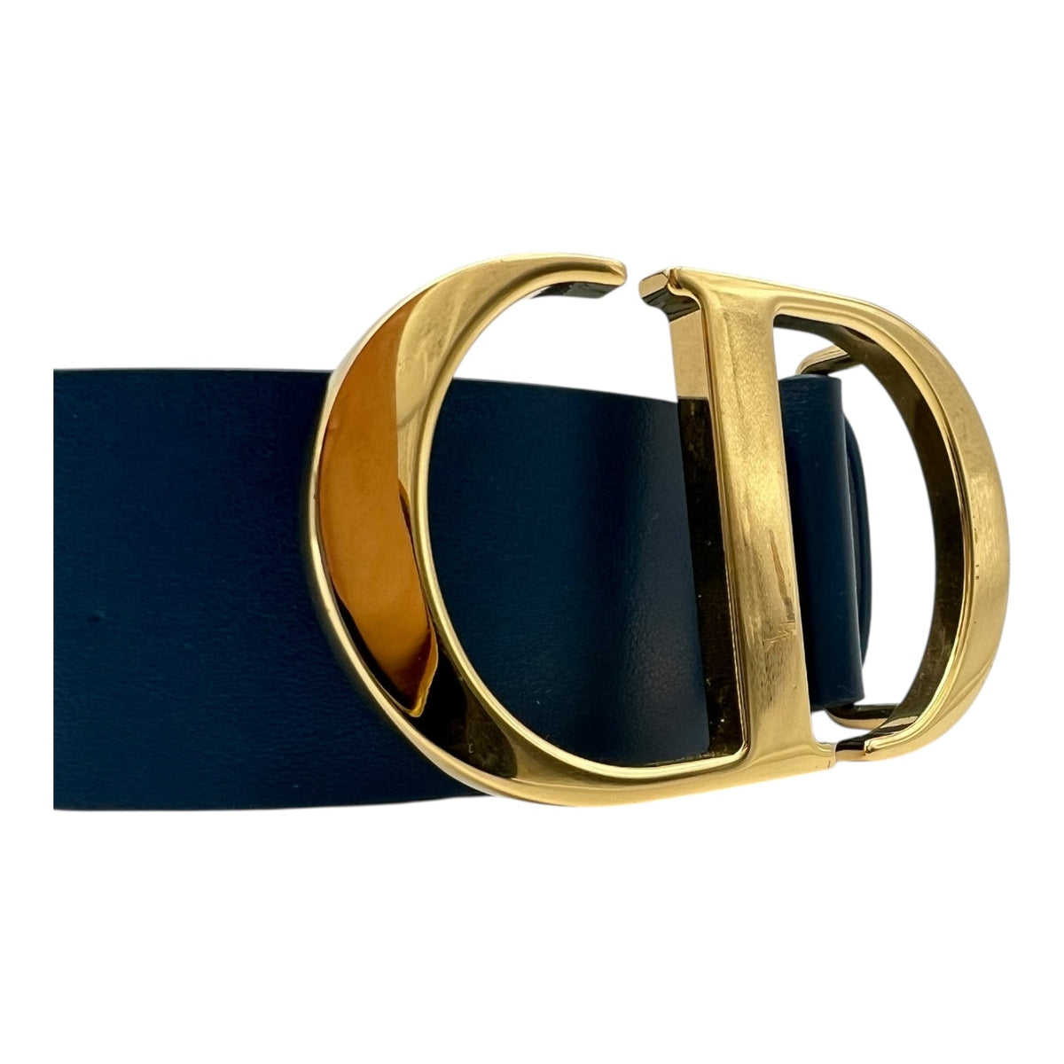 CD Belt 80 Blue in Calfskin, Gold hardware