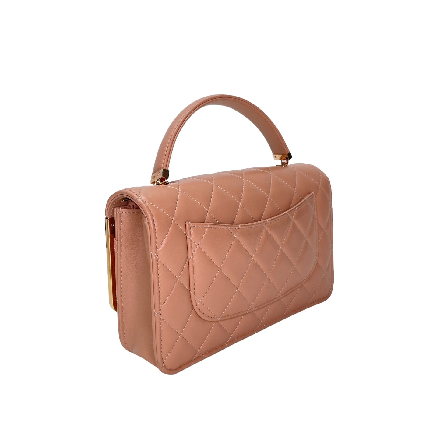 Quilted Frame Pink Wallet on Chain in Lambskin, Rose Gold hardware