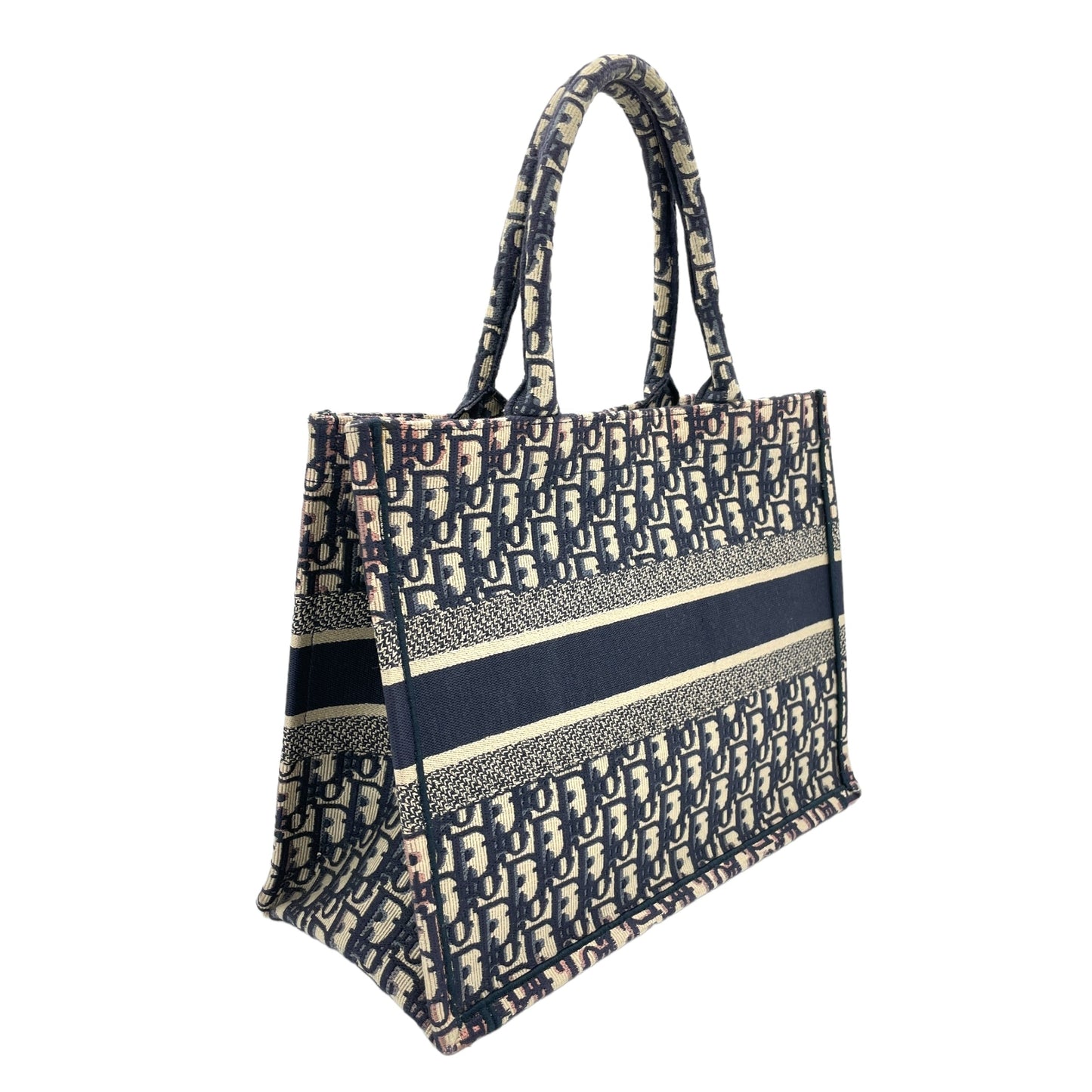 Book Tote Medium Navy Top handle Bag in Jacquard
