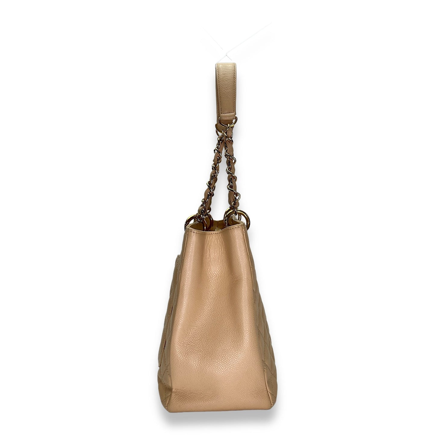 GST Grand Shopping Tote Beige Shoulder Bag in Caviar Leather, Gold hardware
