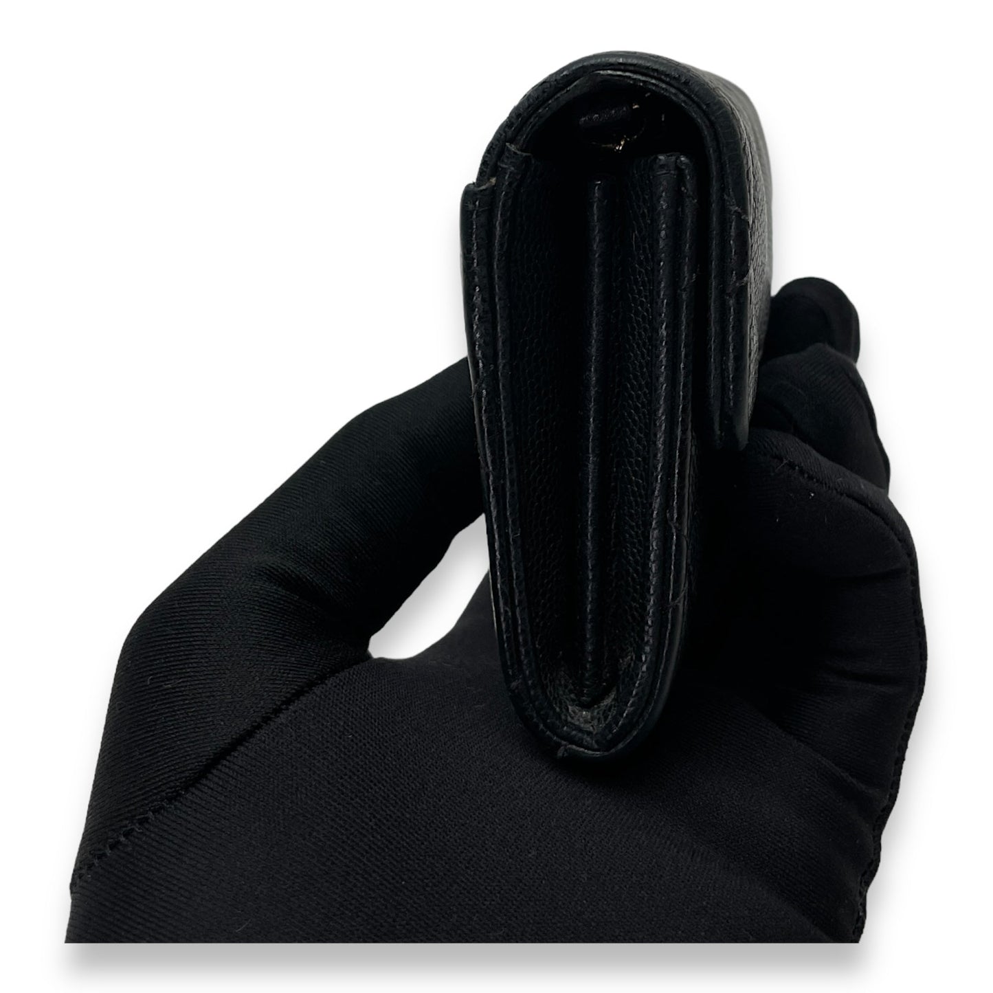 MATELASSE QUILTED Black Wallet on Chain in Caviar Leather, Gold hardware
