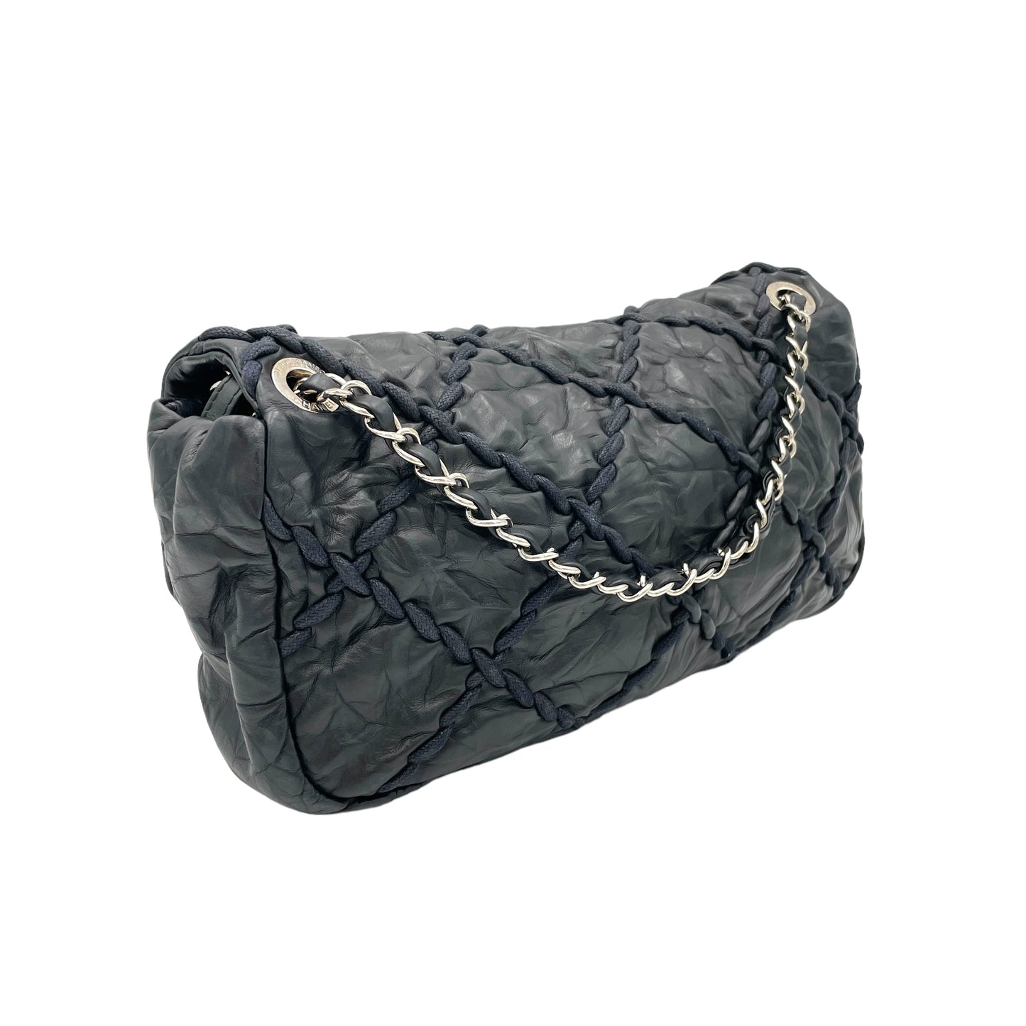 Wild Stitch Blue Shoulder Bag in Calfskin, Silver hardware