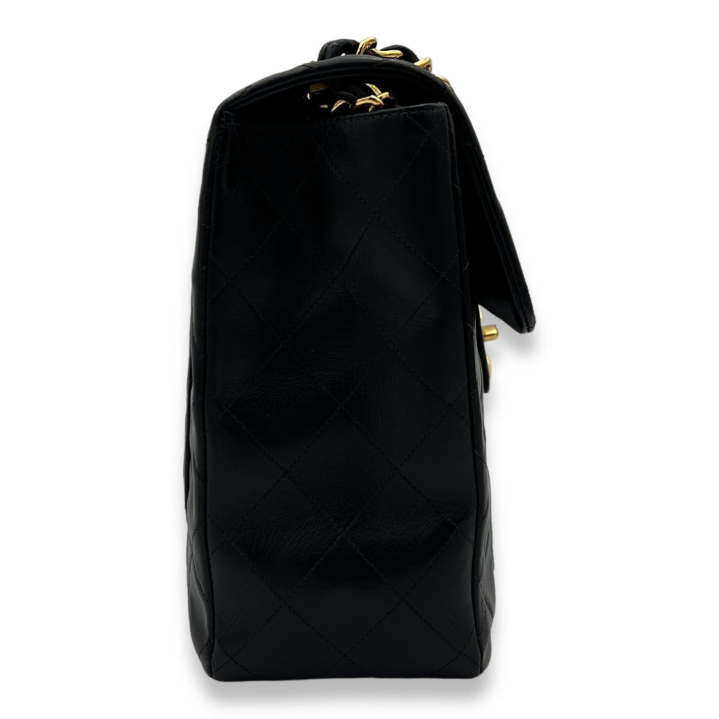 Deka Shoulder Bag Black in Lambskin, Gold hardware