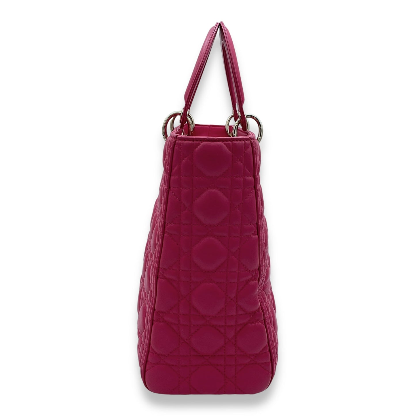 Lady Dior Large Pink Top Handle Bag in Lambskin, Gold hardware