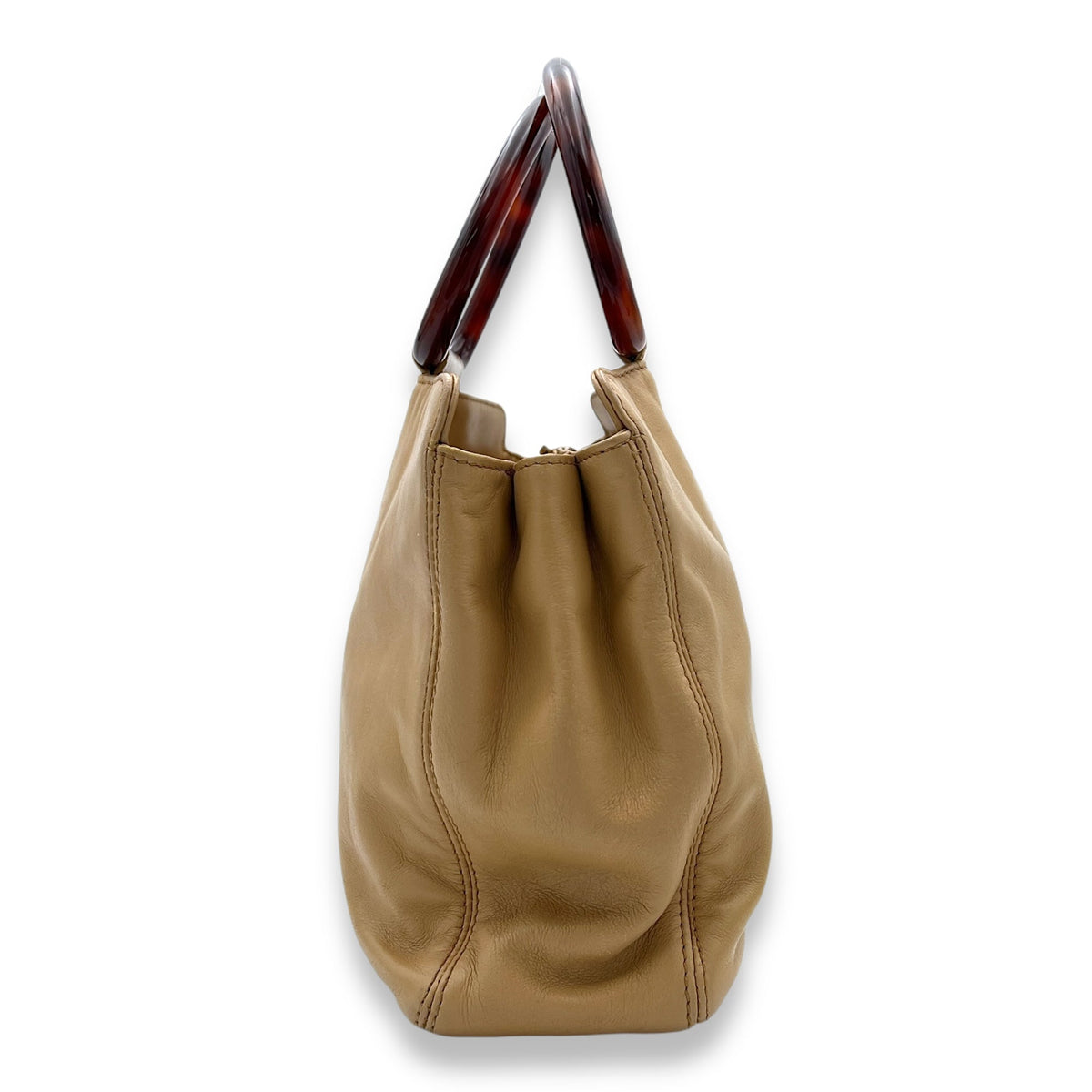 Vintage CC Beige Top Handle Bag in Calfskin, Gold hardware