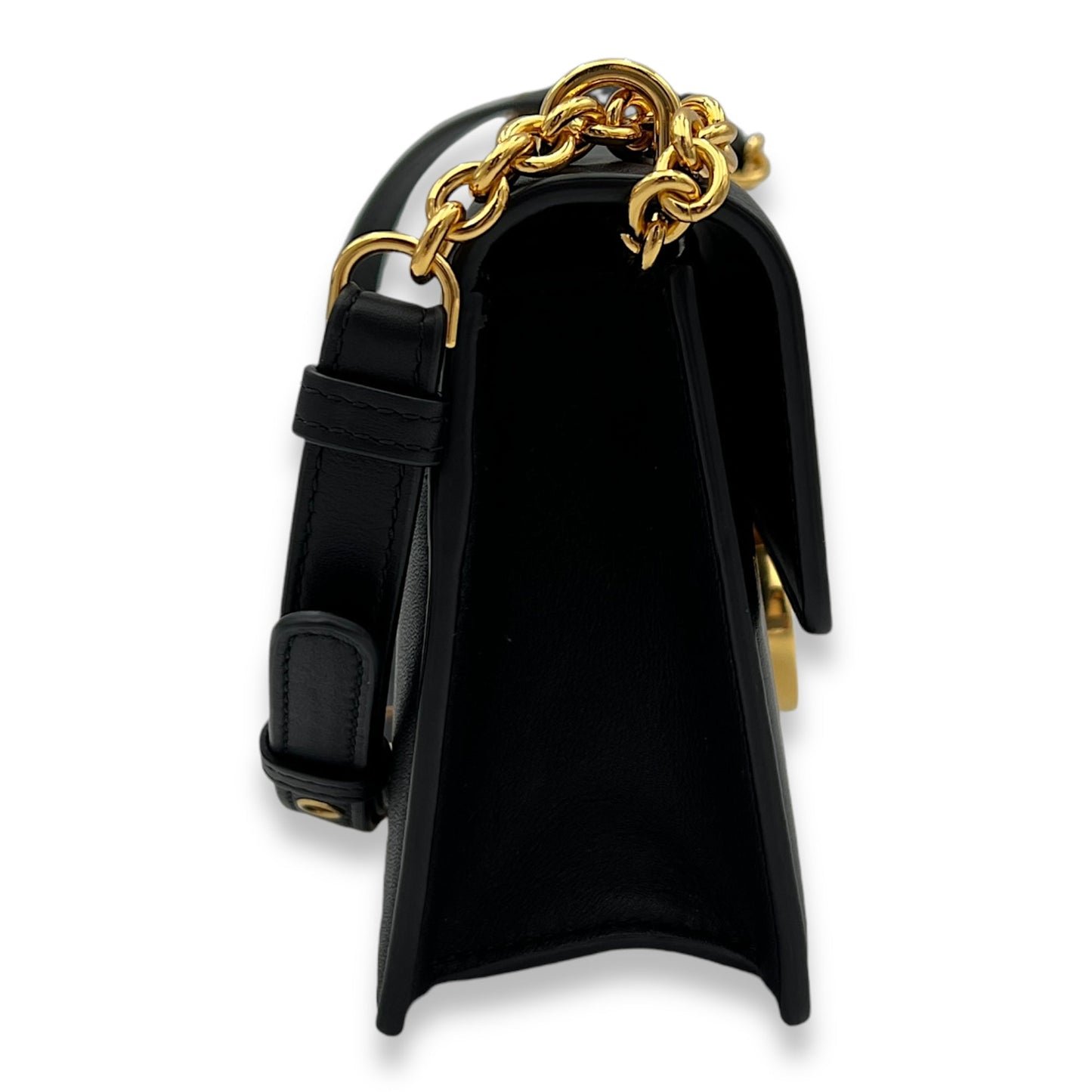 30 Montaigne East West Black Crossbody Bag in Calfskin, Gold hardware