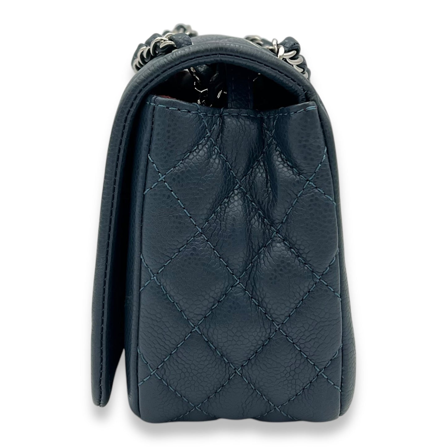 Timeless CC Blue Crossbody Bag in Calfskin, Silver hardware