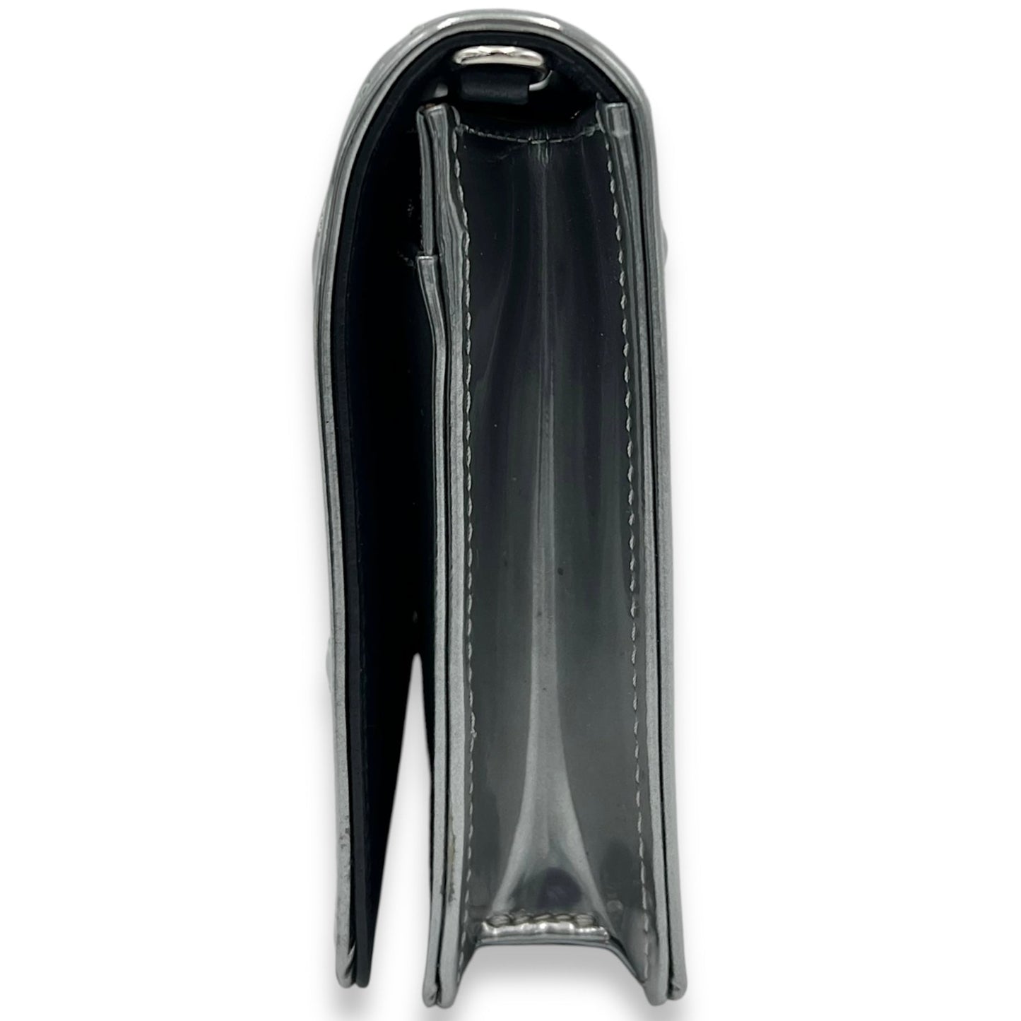 Diorama Wallet On Chain Silver in Calfskin, Silver hardware