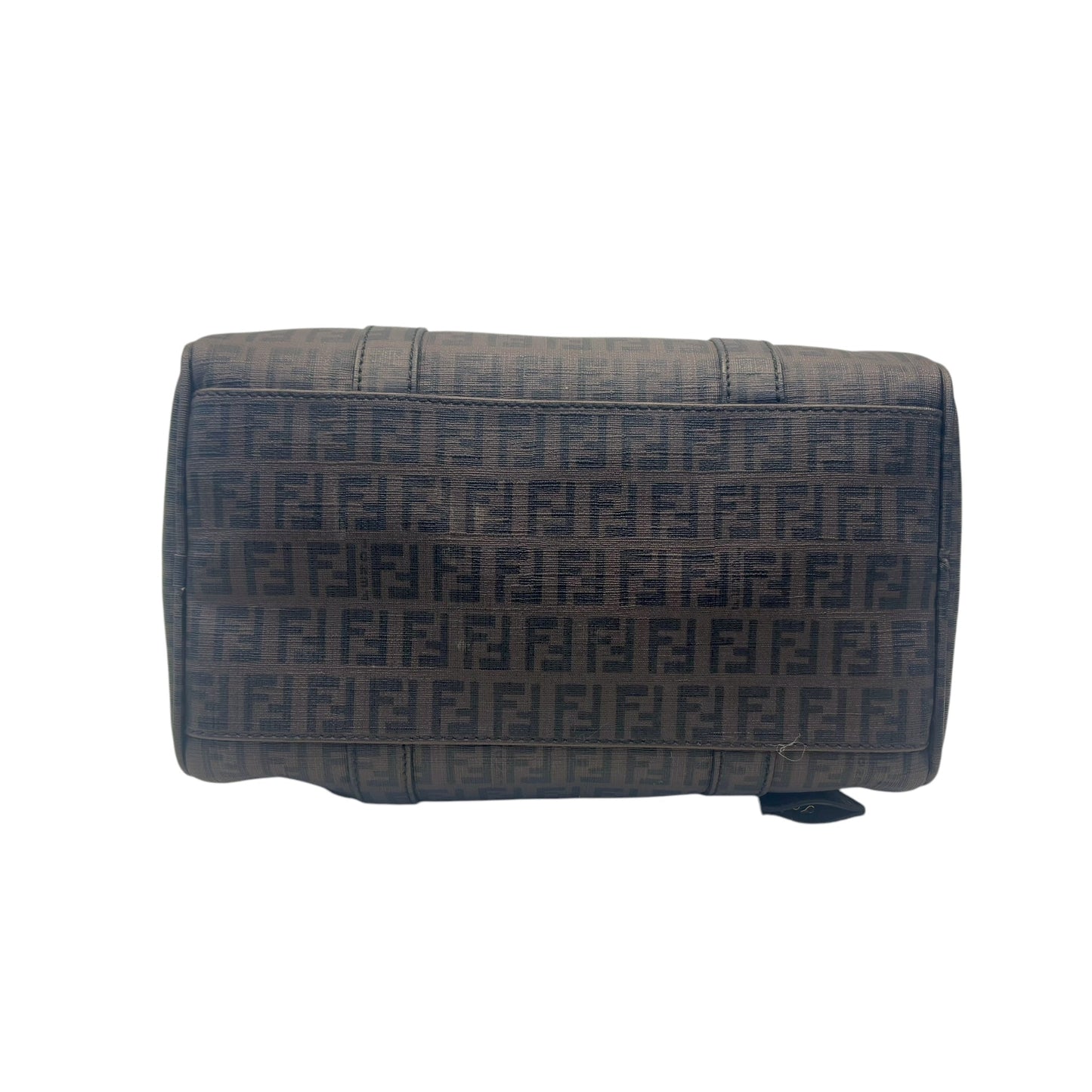 Fendi Noccino Zucchino Spalmati Coated Canvas Forever Bauletto Boston Bag