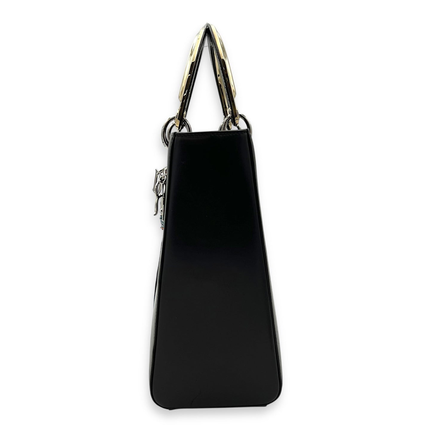 Lady Dior Large Lucky Badges Top Handle Bag in Calfskin, Silver hardware