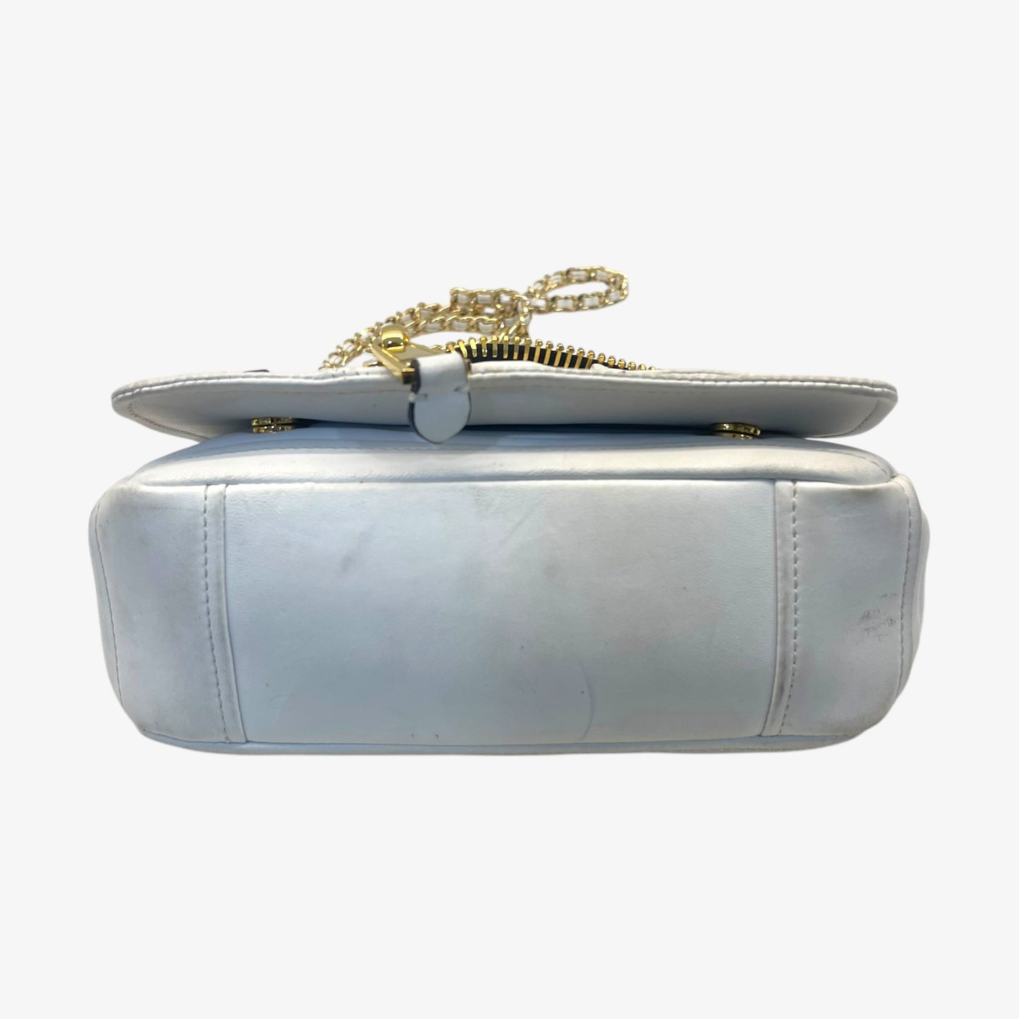 Moschino White Leather Capsule Biker Jacket Shoulder Bag