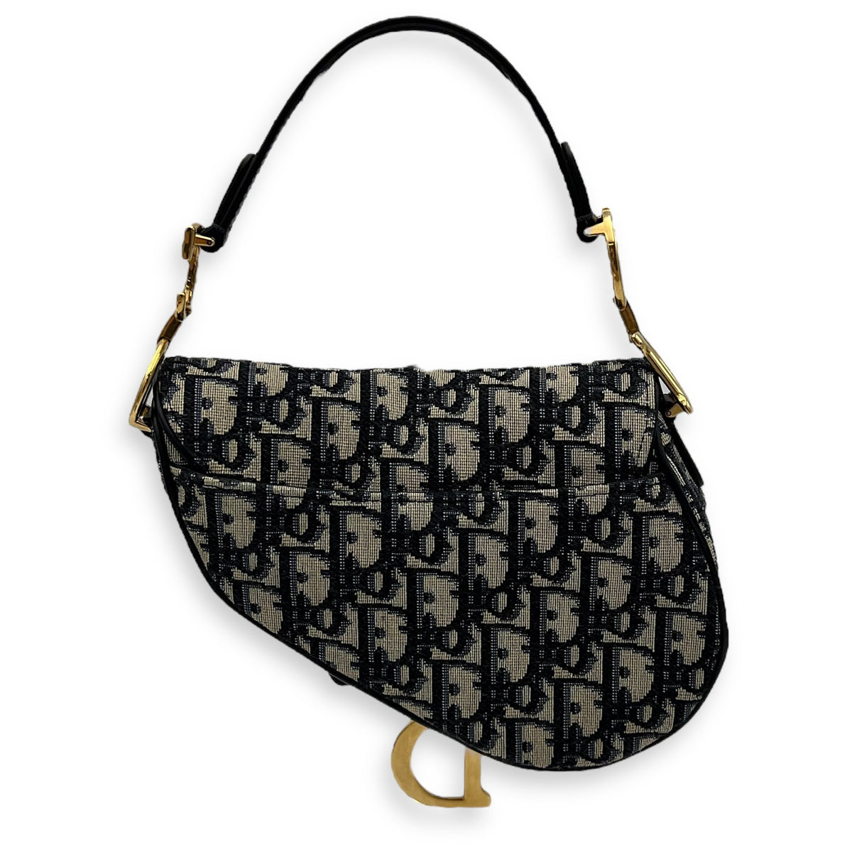 Saddle Top Handle Bag Mini Blue in Canvas, Gold hardware
