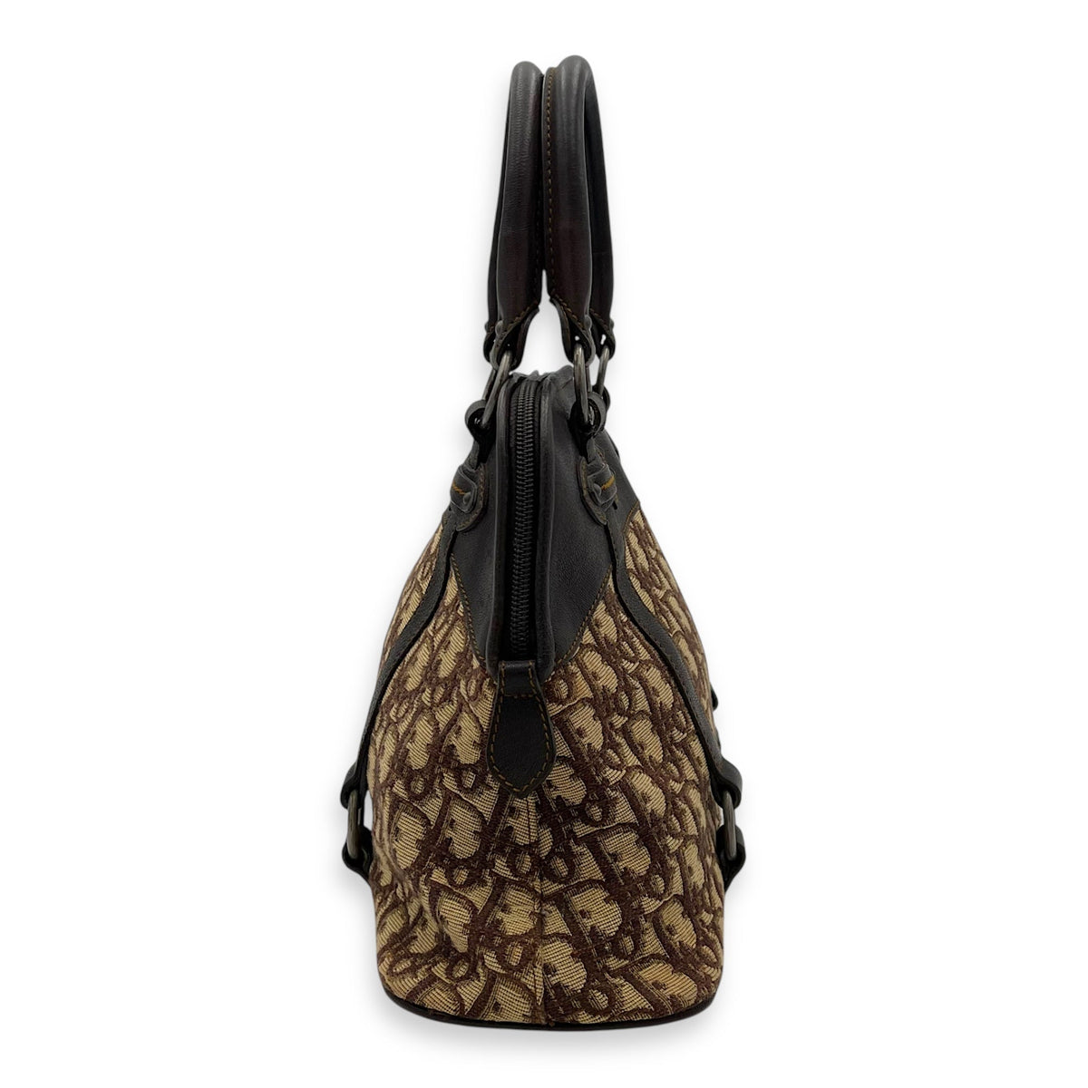 Trotteur Top Handle Bag Brown in Canvas, Ruthenium hardware