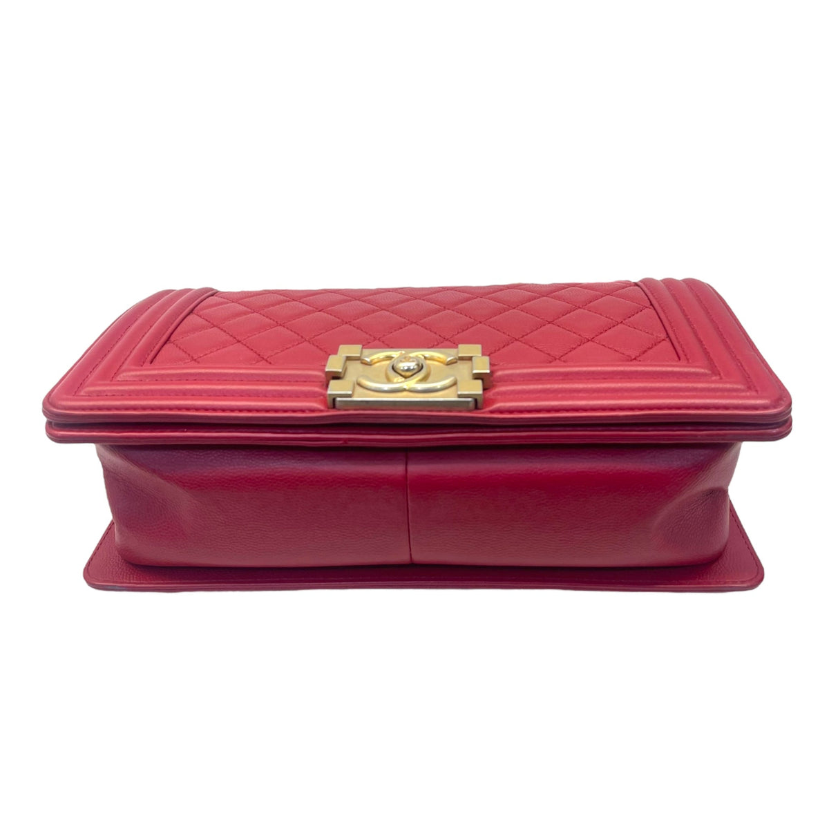 CHANEL Red Medium Lambskin Boy Flap Bag