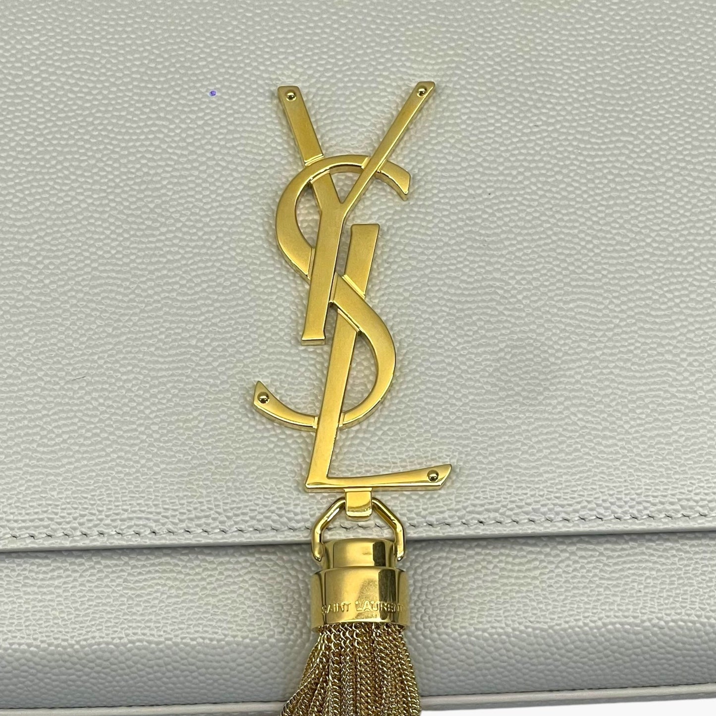 Saint Laurent White Leather Kate Tassel Shoulder Bag