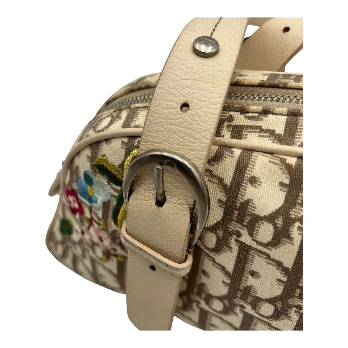 Trotteur Top Handle Bag Beige in Coated Canvas, Silver hardware