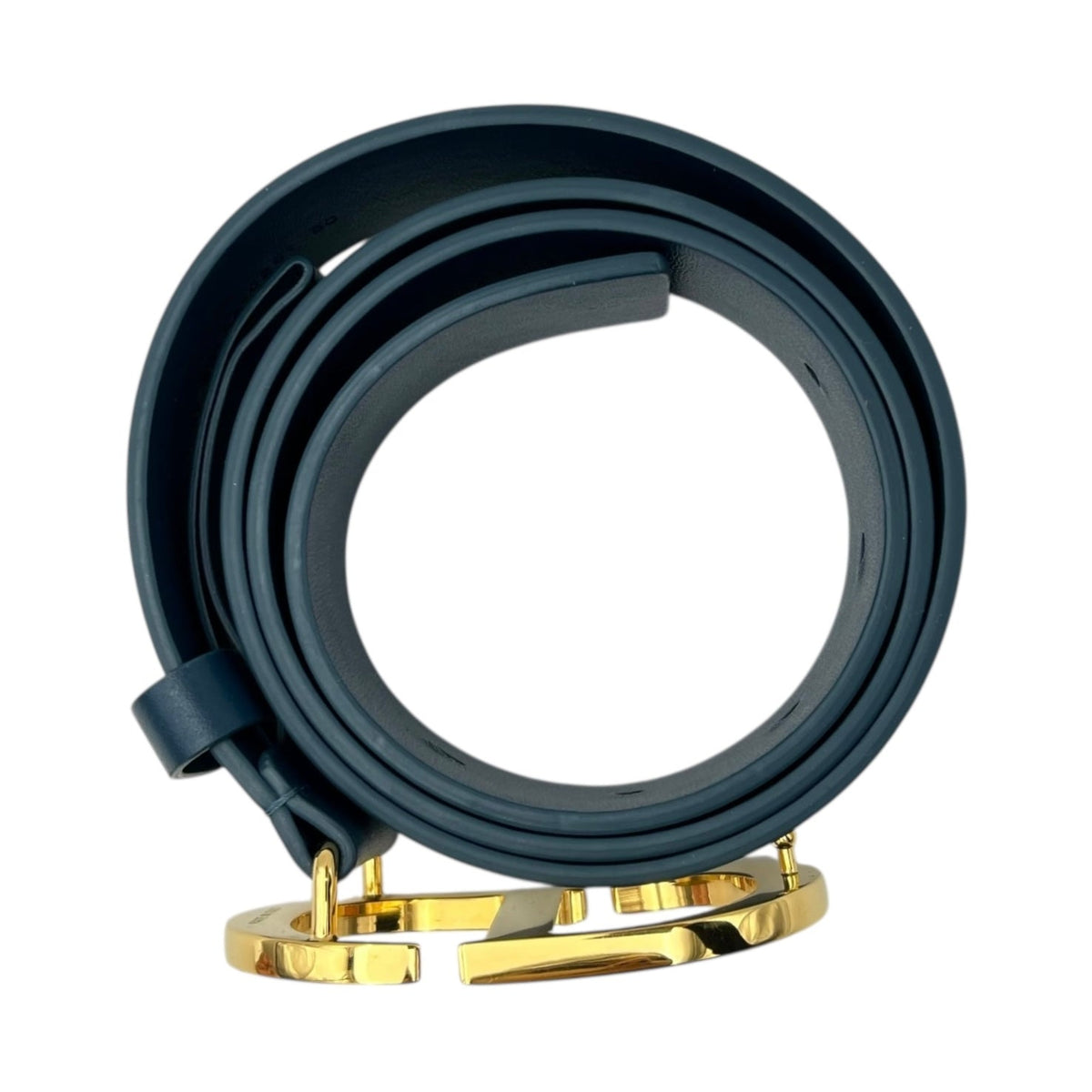 CD Belt 80 Blue in Calfskin, Gold hardware
