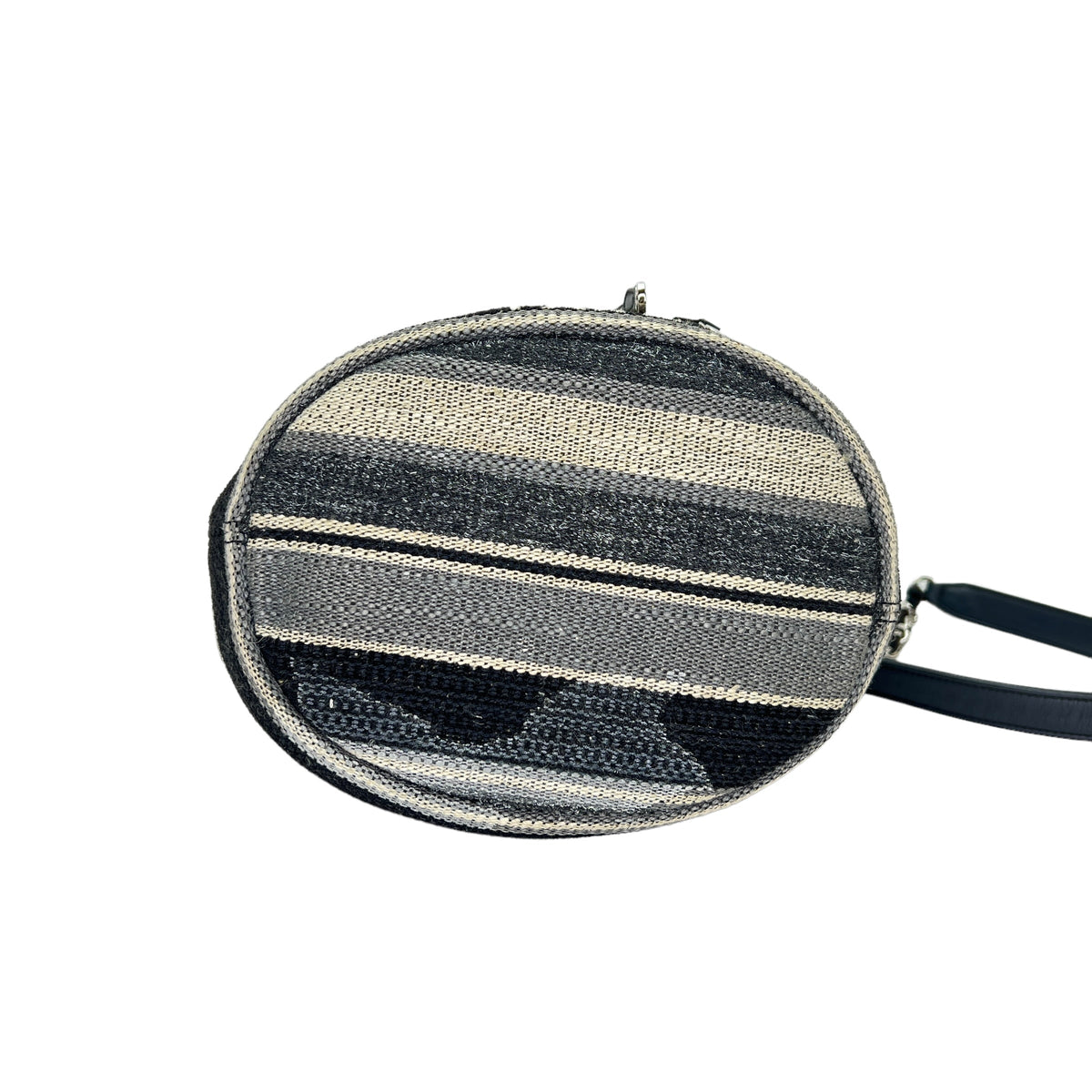 Deauville Drawstring Grey Bucket Bag in Canvas, Silver hardware