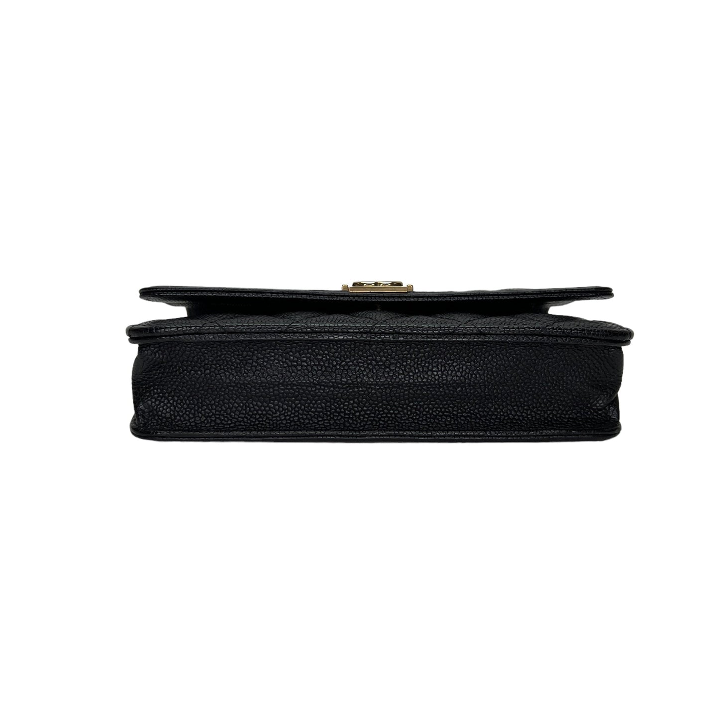 Boy Black Wallet On Chain in Caviar Leather, Gold hardware