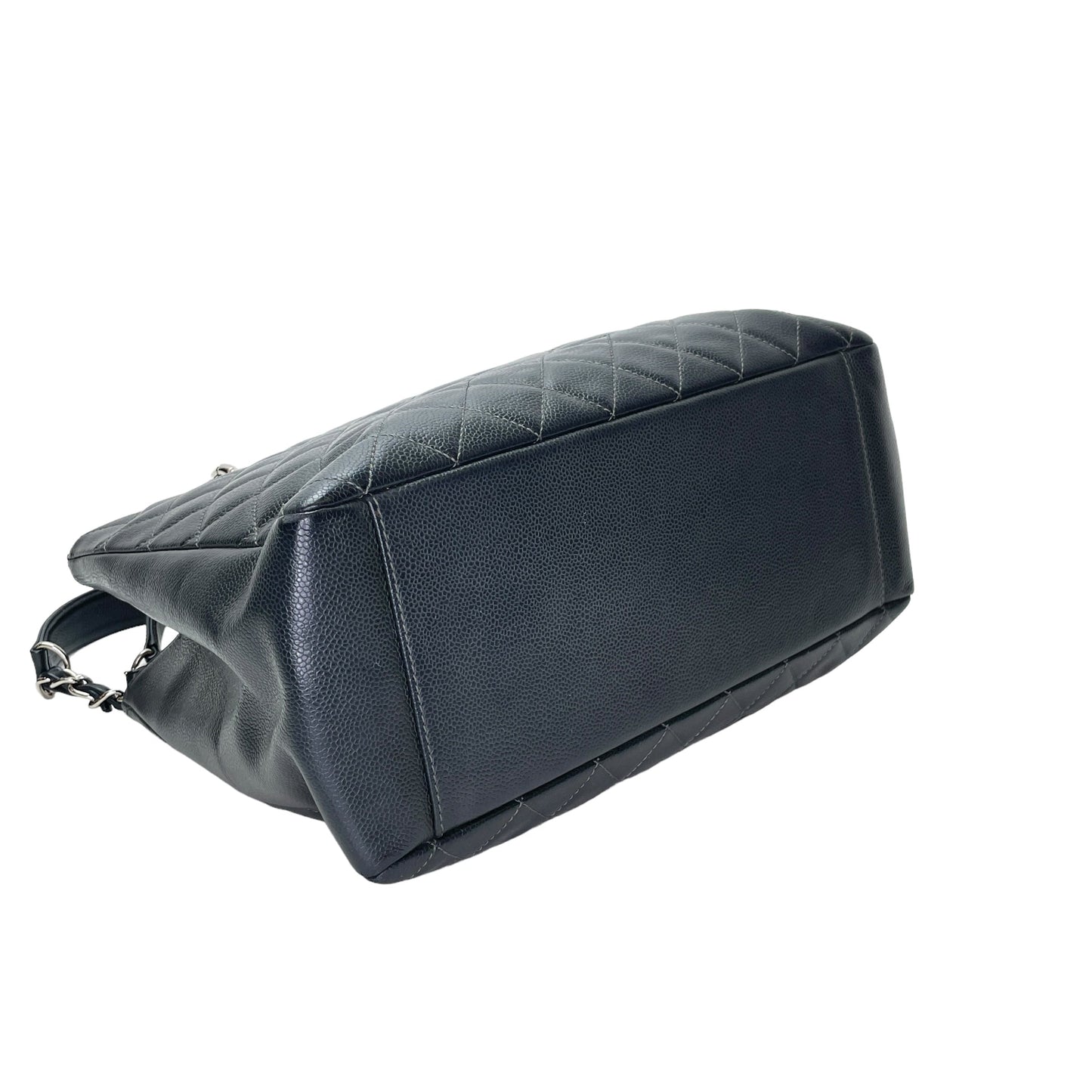 GST Grand Shopping Tote Grand Grey Tote Bag in Caviar Leather, Silver hardware