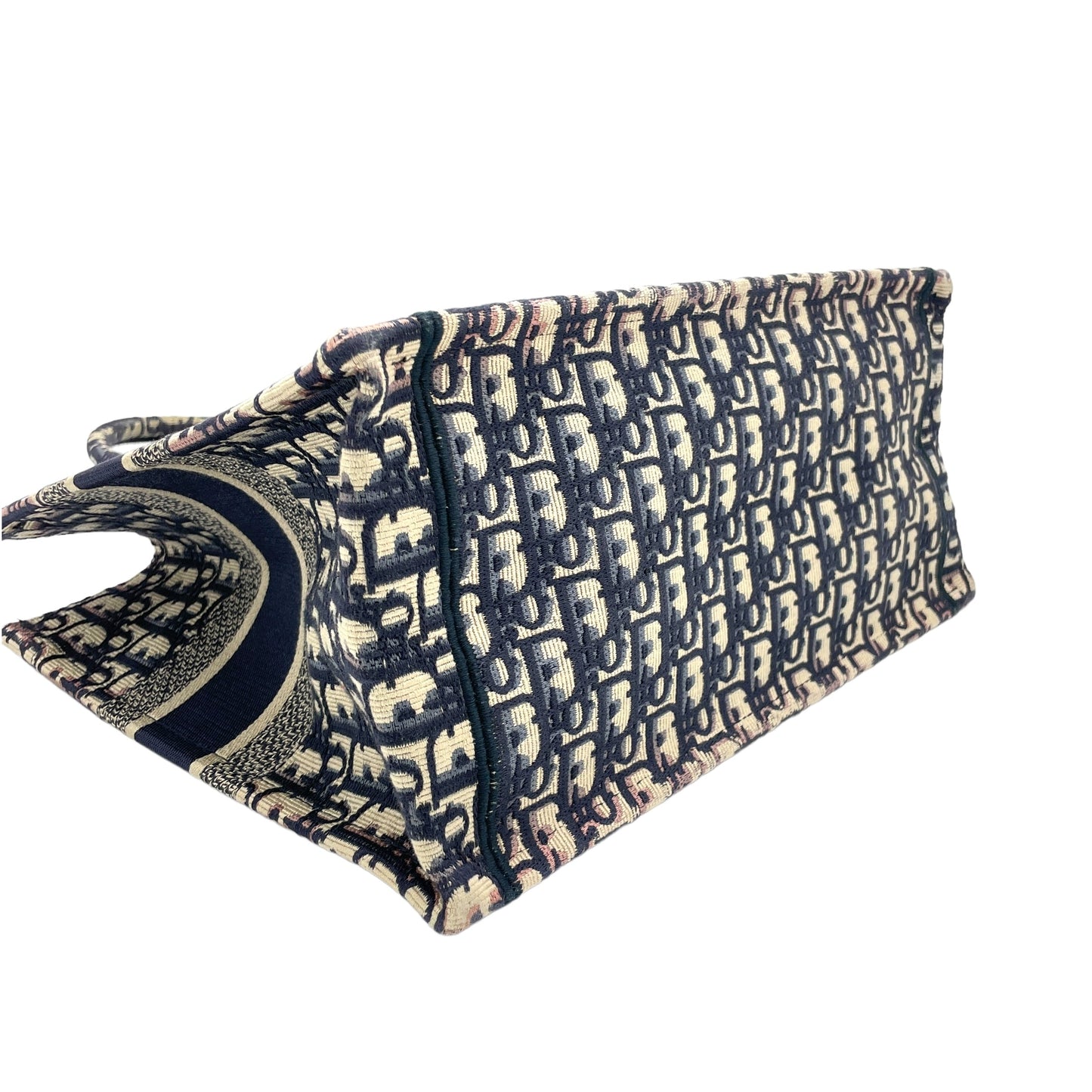 Book Tote Medium Navy Top handle Bag in Jacquard