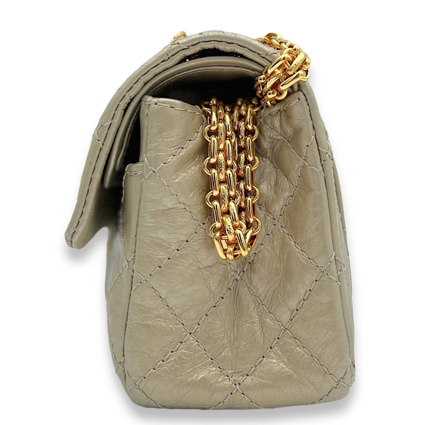 2.55 Mini Gold Crossbody Bag in Calfskin, Gold hardware