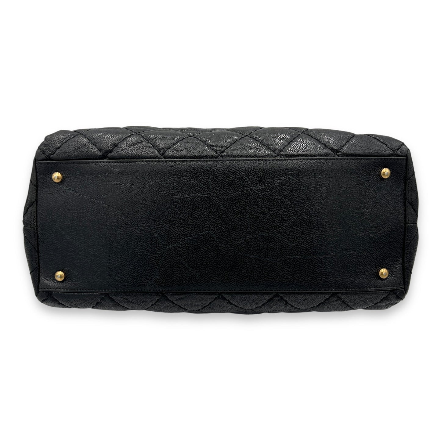 Coco Pleats Black Shoulder Bag in Caviar Leather, Gold hardware