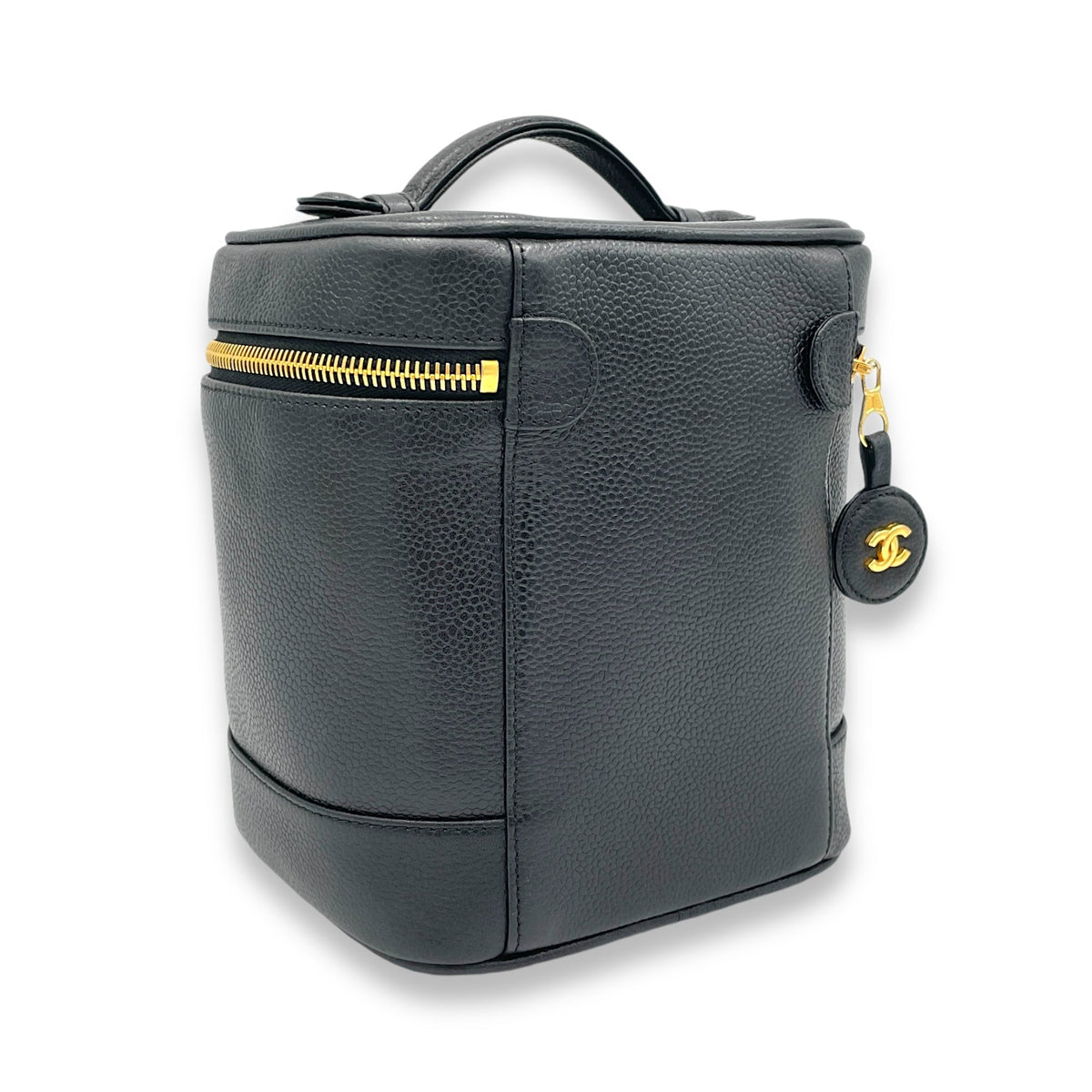 Vintage Black Vanity Bag in Caviar Leather, Gold hardware