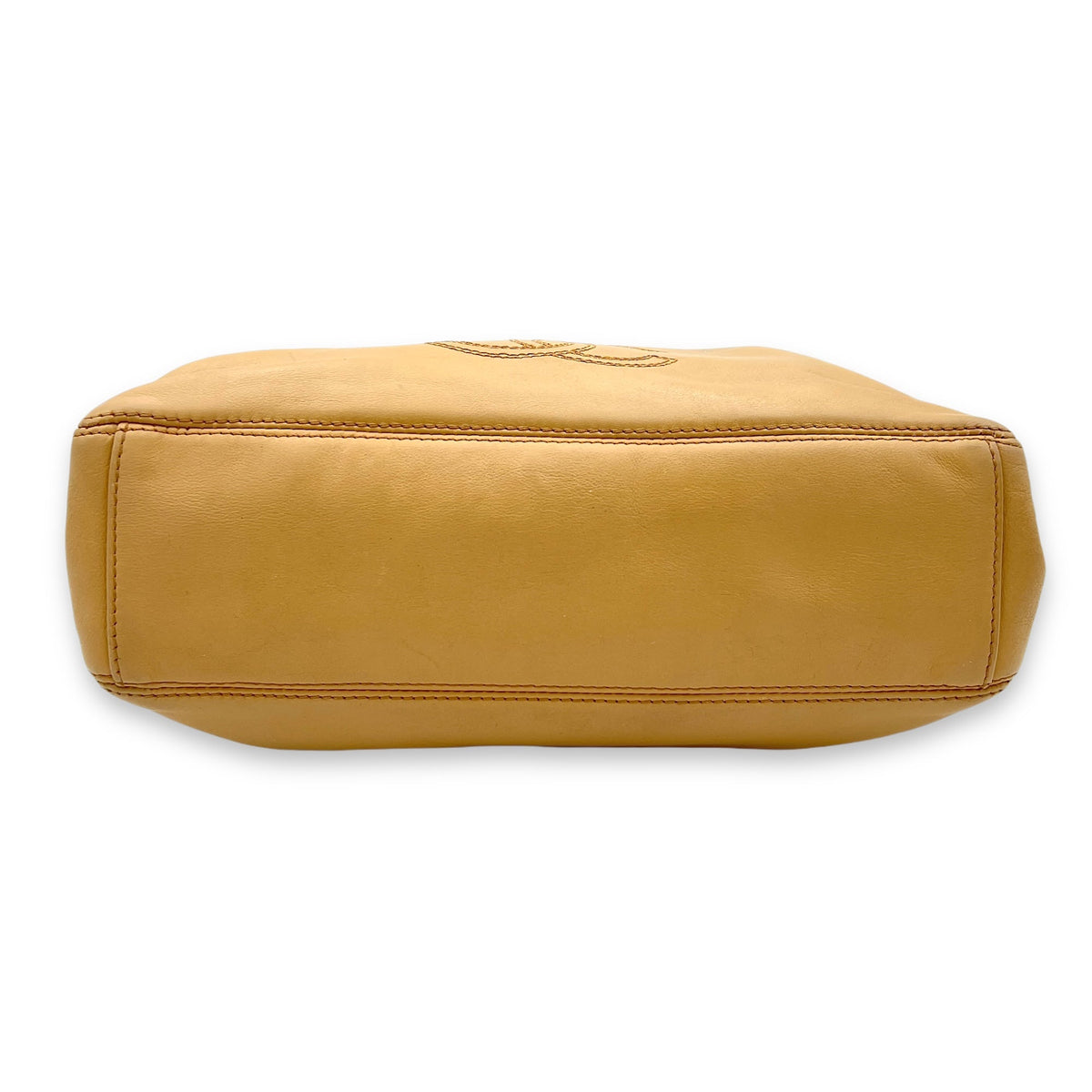 Vintage CC Beige Top Handle Bag in Calfskin, Gold hardware